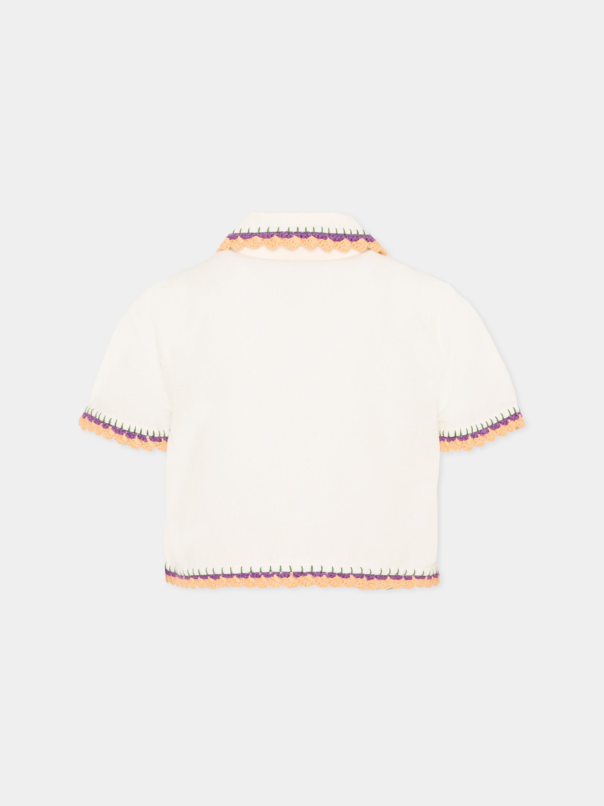 Camicia avorio per bambina con ricami,Stella Mccartney Kids,TY5A61 Z0138 101