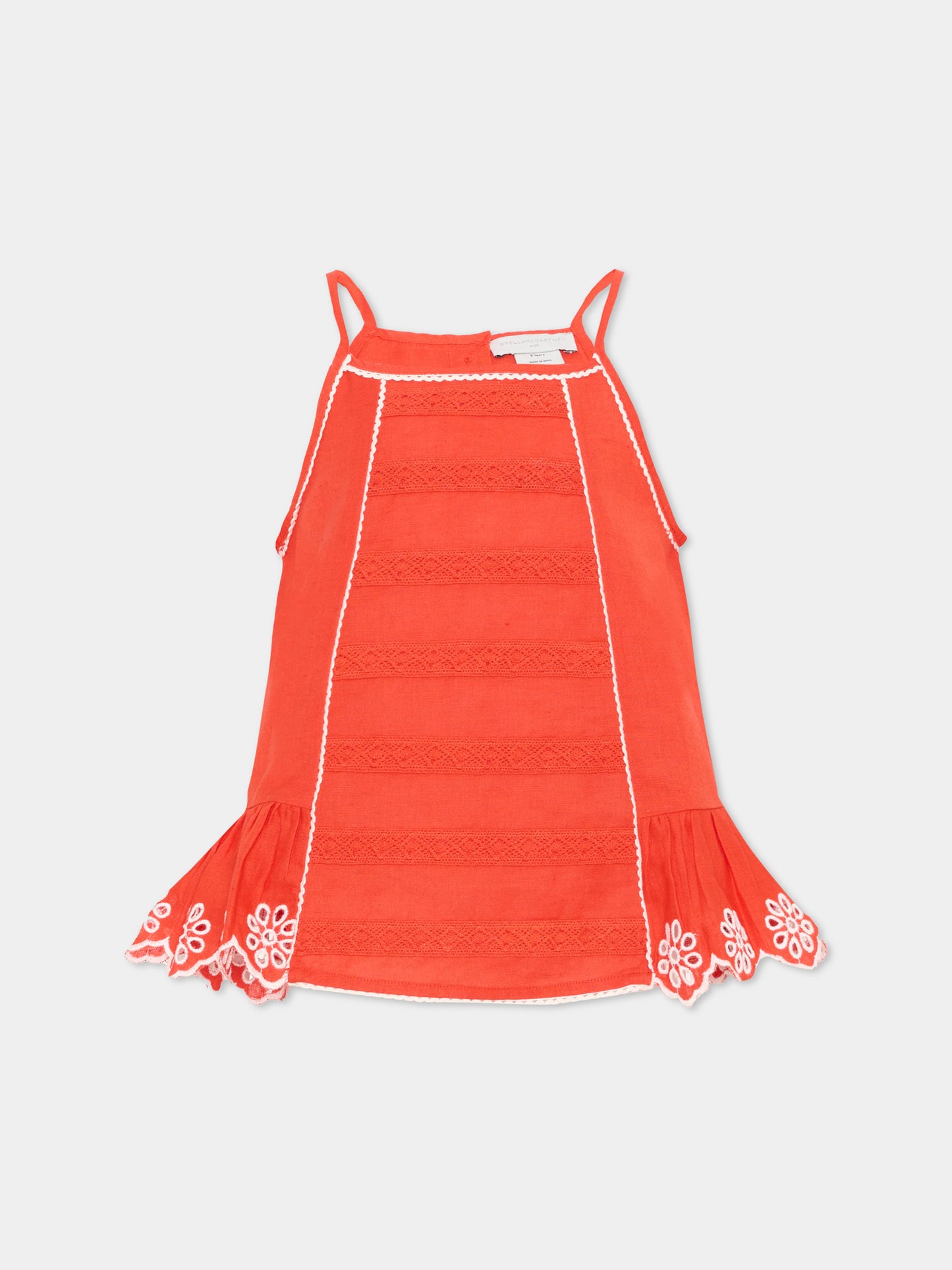 Top rosso per bambina con ricami,Stella Mccartney Kids,TY5B12 Z0138 426
