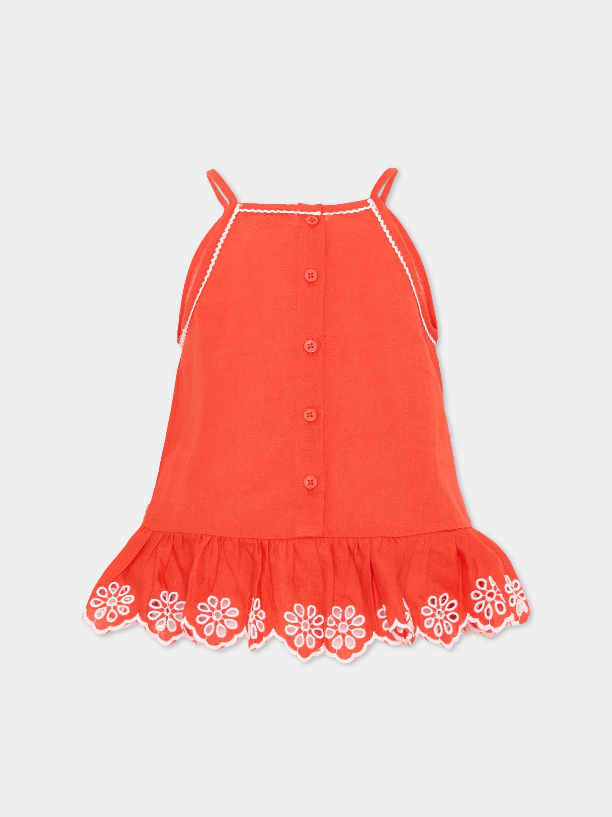 Top rosso per bambina con ricami,Stella Mccartney Kids,TY5B12 Z0138 426