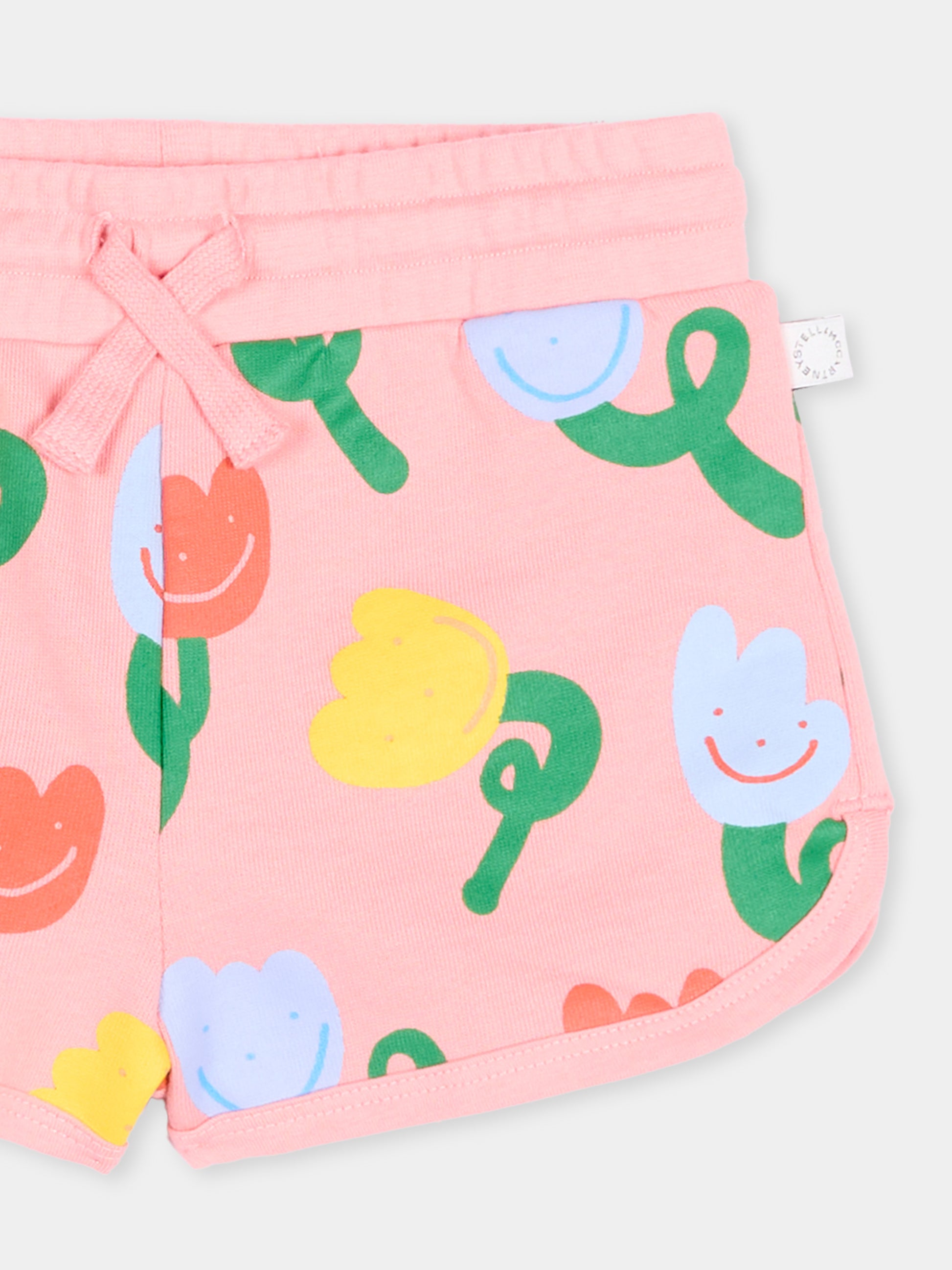Shorts rosa per neonata con fiori,Stella Mccartney Kids,TY6109 Z3559 509MC