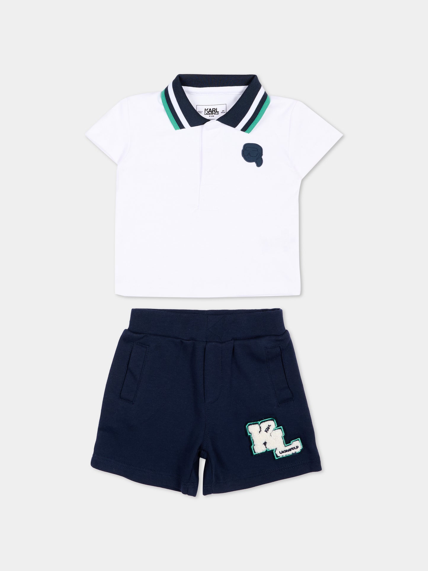 Completo sportivo bianco per neonato con logo,Karl Lagerfeld Kids,Z30132 N48