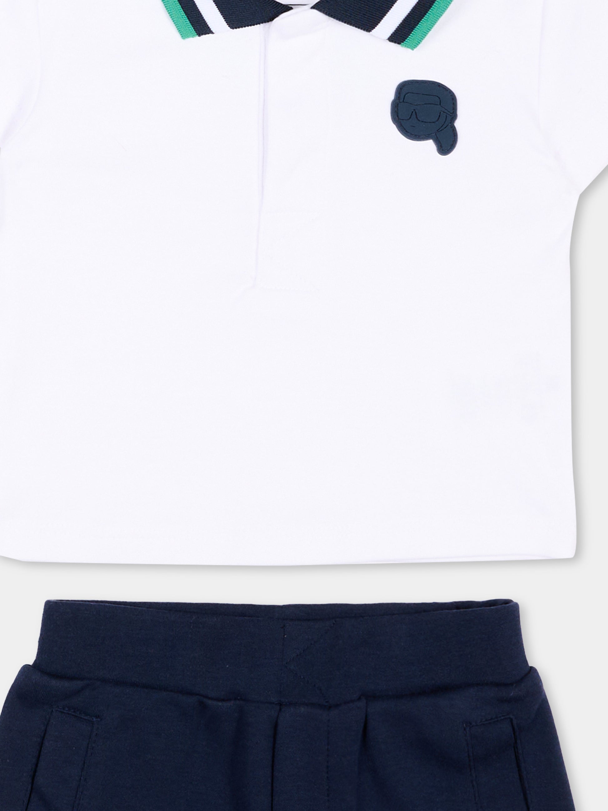 Completo sportivo bianco per neonato con logo,Karl Lagerfeld Kids,Z30132 N48