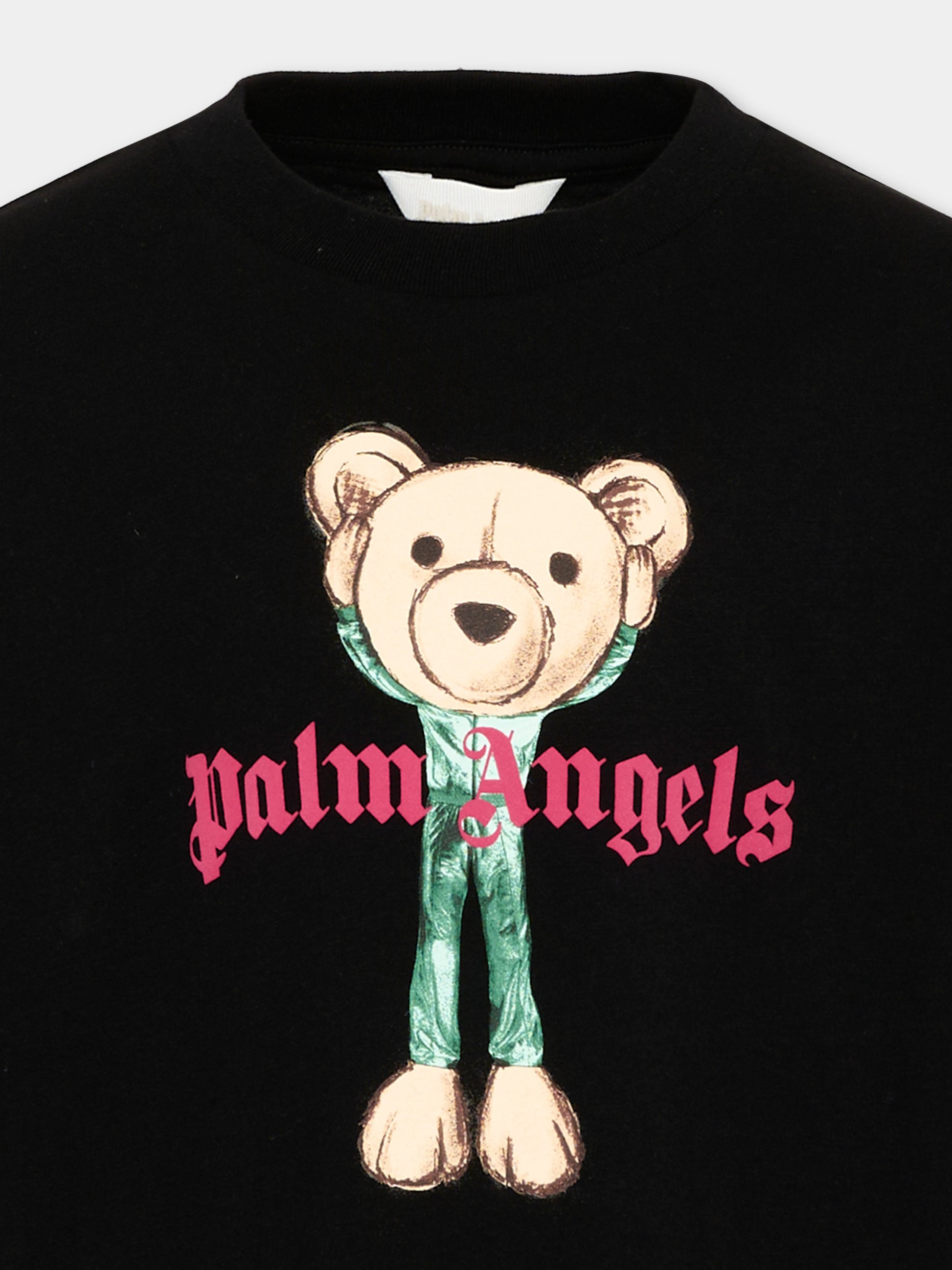 T-Shirt nera Palm Angels con teddy bear per bambino,Palm Angels,PBAA002S26JER004 110