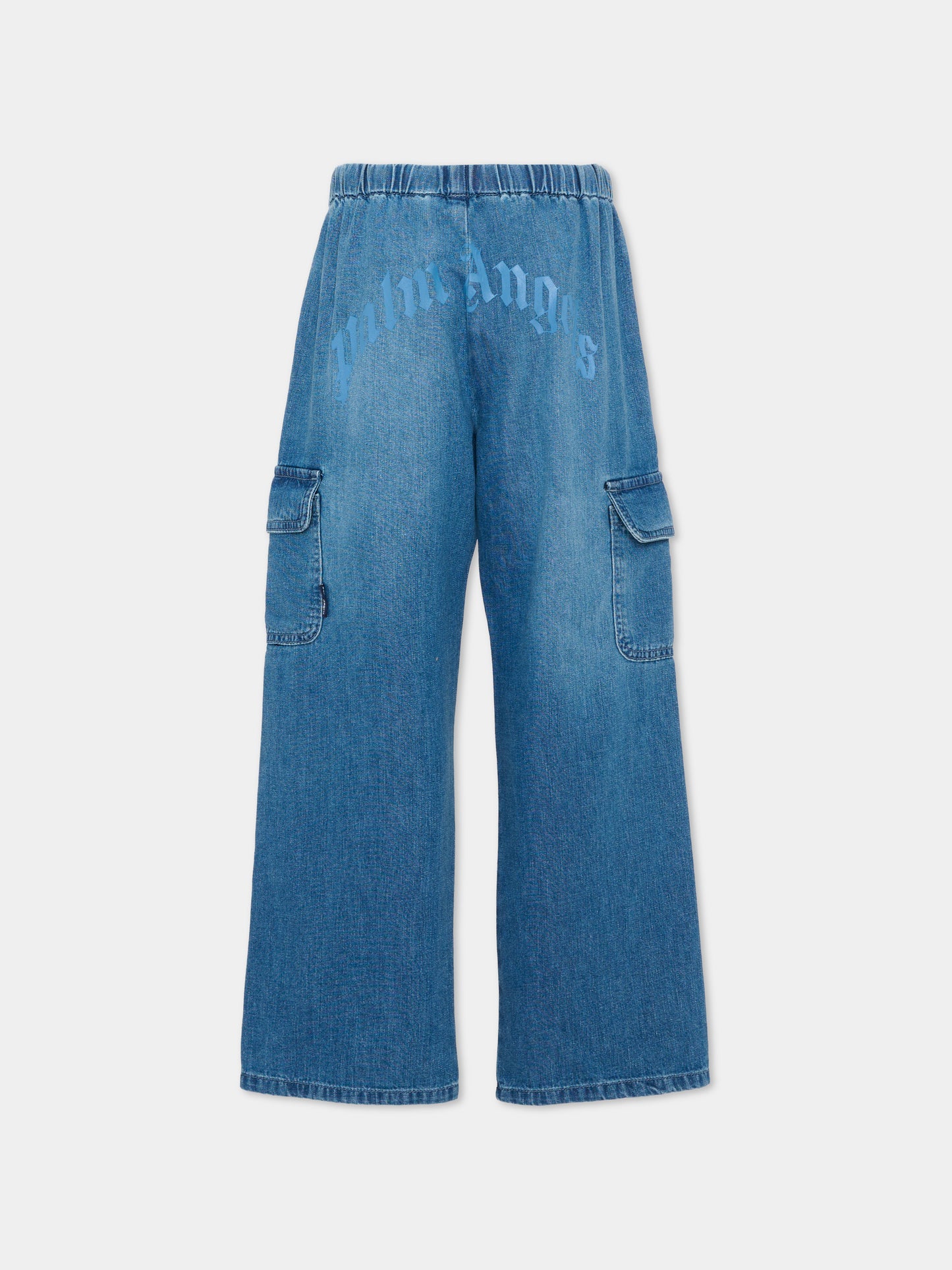 Pantaloni casual celesti per bambino con logo,Palm Angels,PBYB008S26DEN001 050