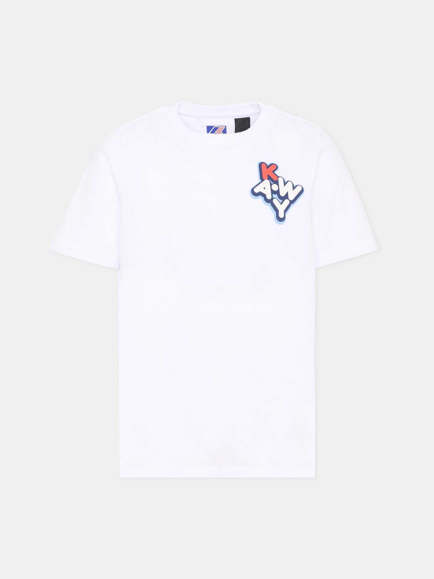 T-shirt bianca per bambini con logo,K-way,K4146DW 001