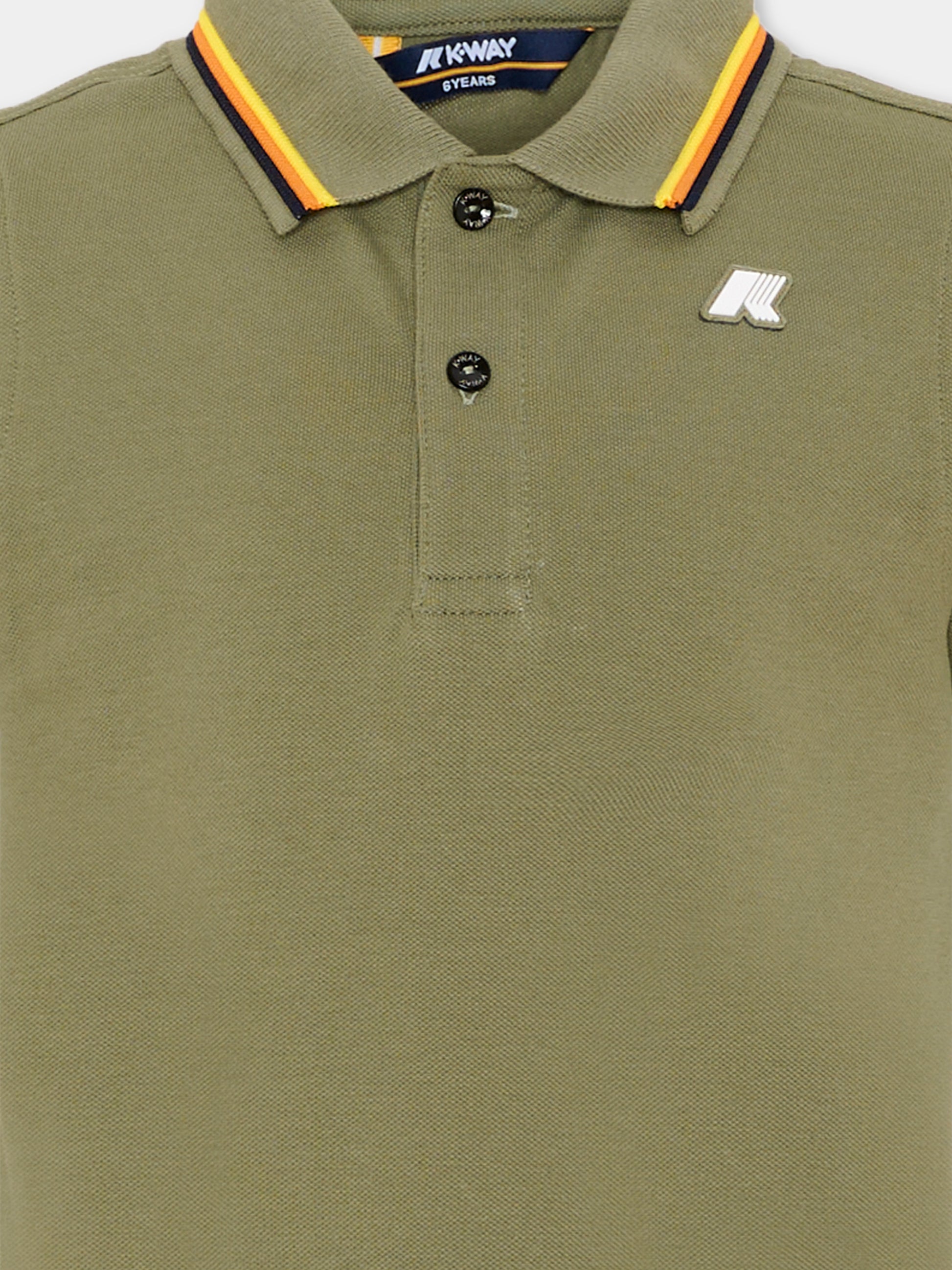 Polo verde per bambino con logo,K-way,K6126MW V15