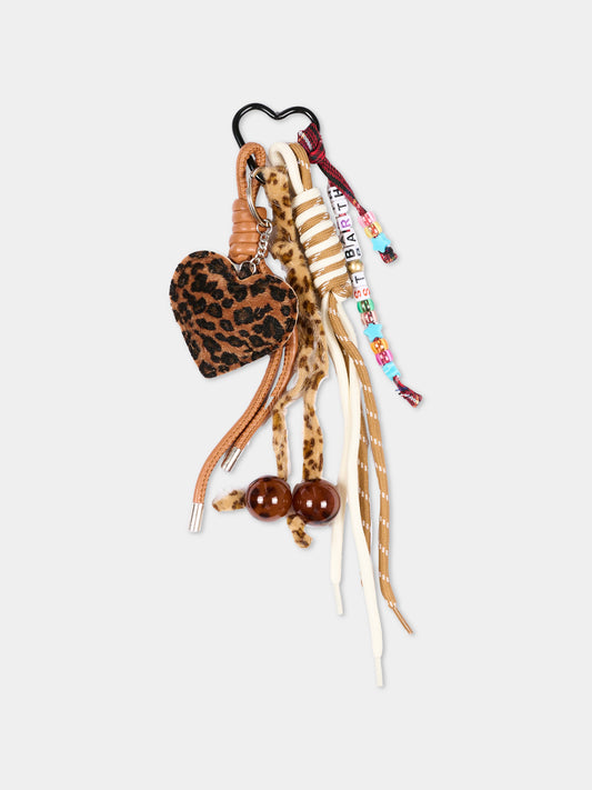 Portachiavi marrone per bambina con cuore animalier,Mc2 Saint Barth,FUNC001 02174M