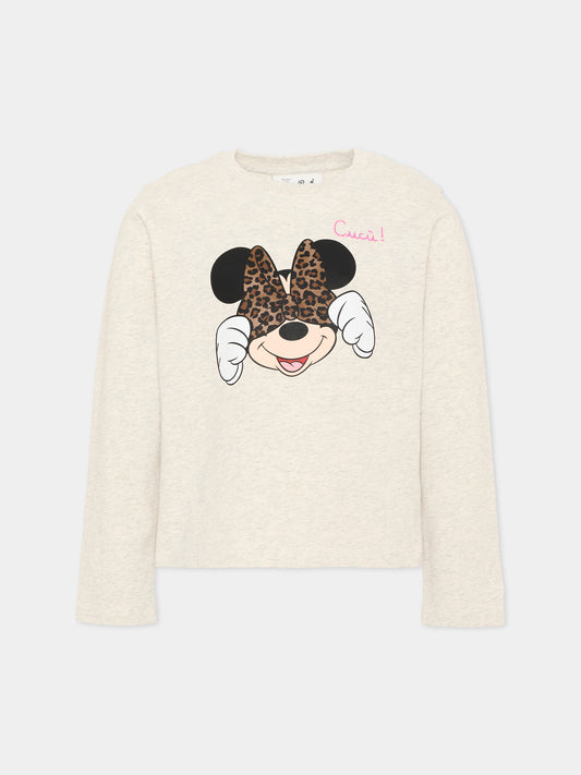 T-shirt a manica lunga beige per bambina con Minnie,Mc2 Saint Barth,PENN001 02067M