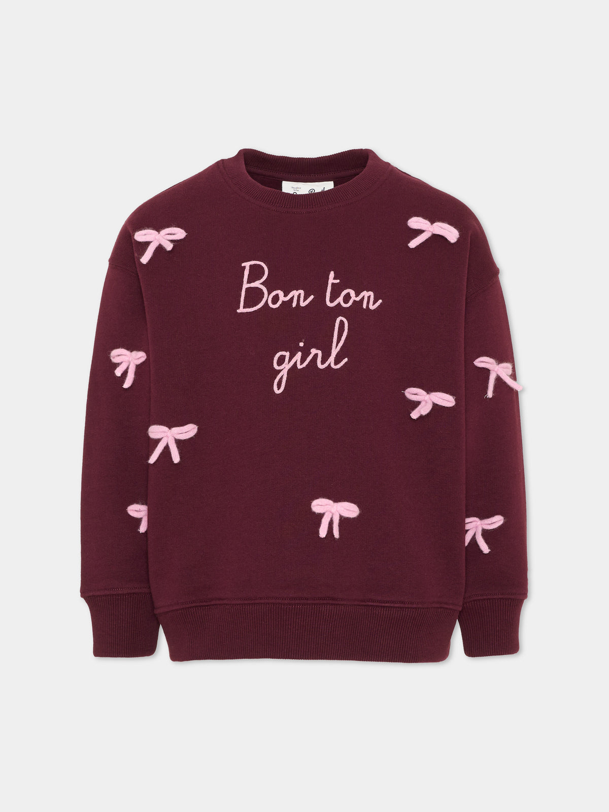 Felpa girocollo bordeaux per bambina con ricami,Mc2 Saint Barth,BRN0002 02048M