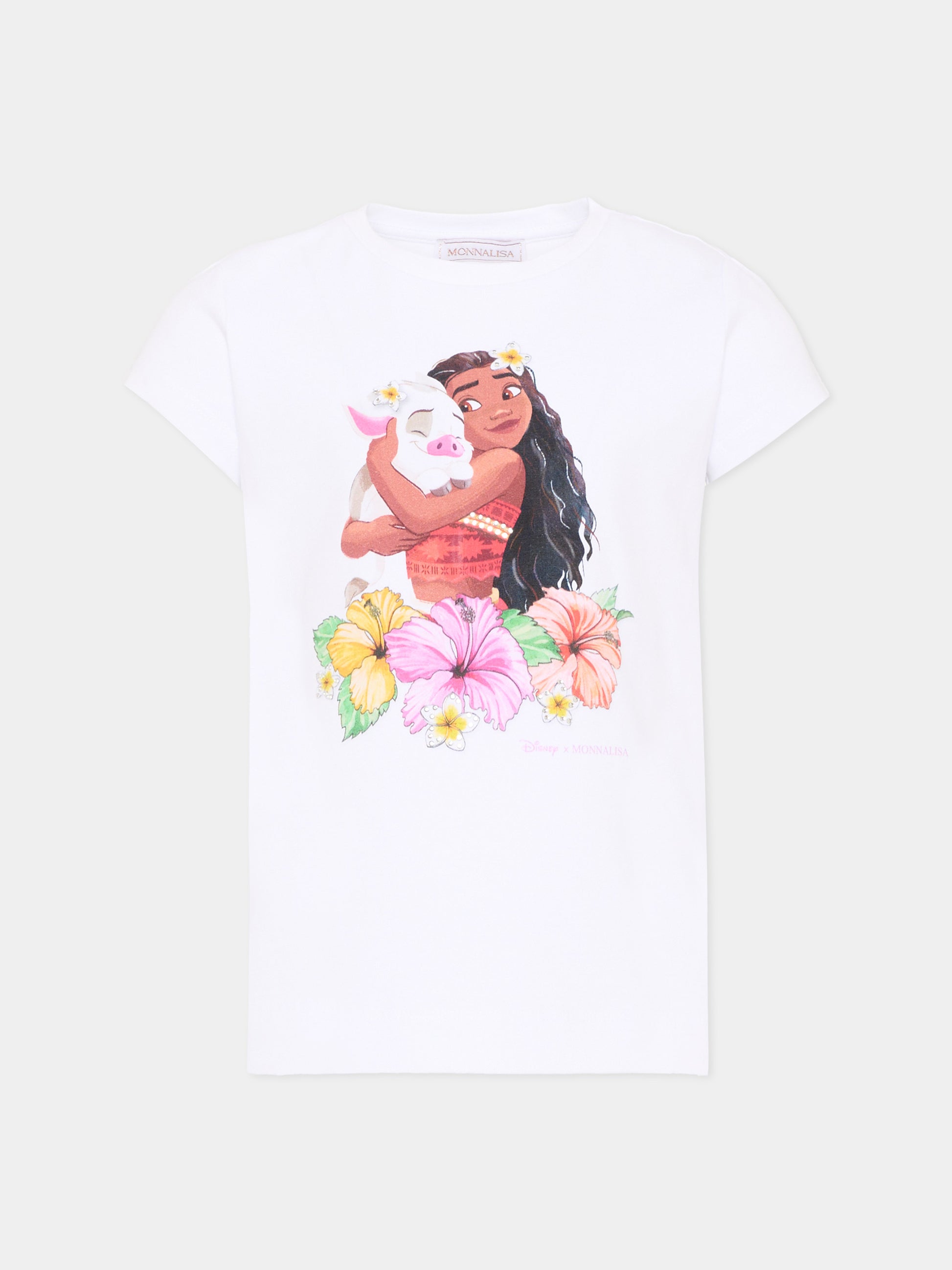 T-shirt bianca per bambina Disney,Monnalisa,11H632 8201 0099