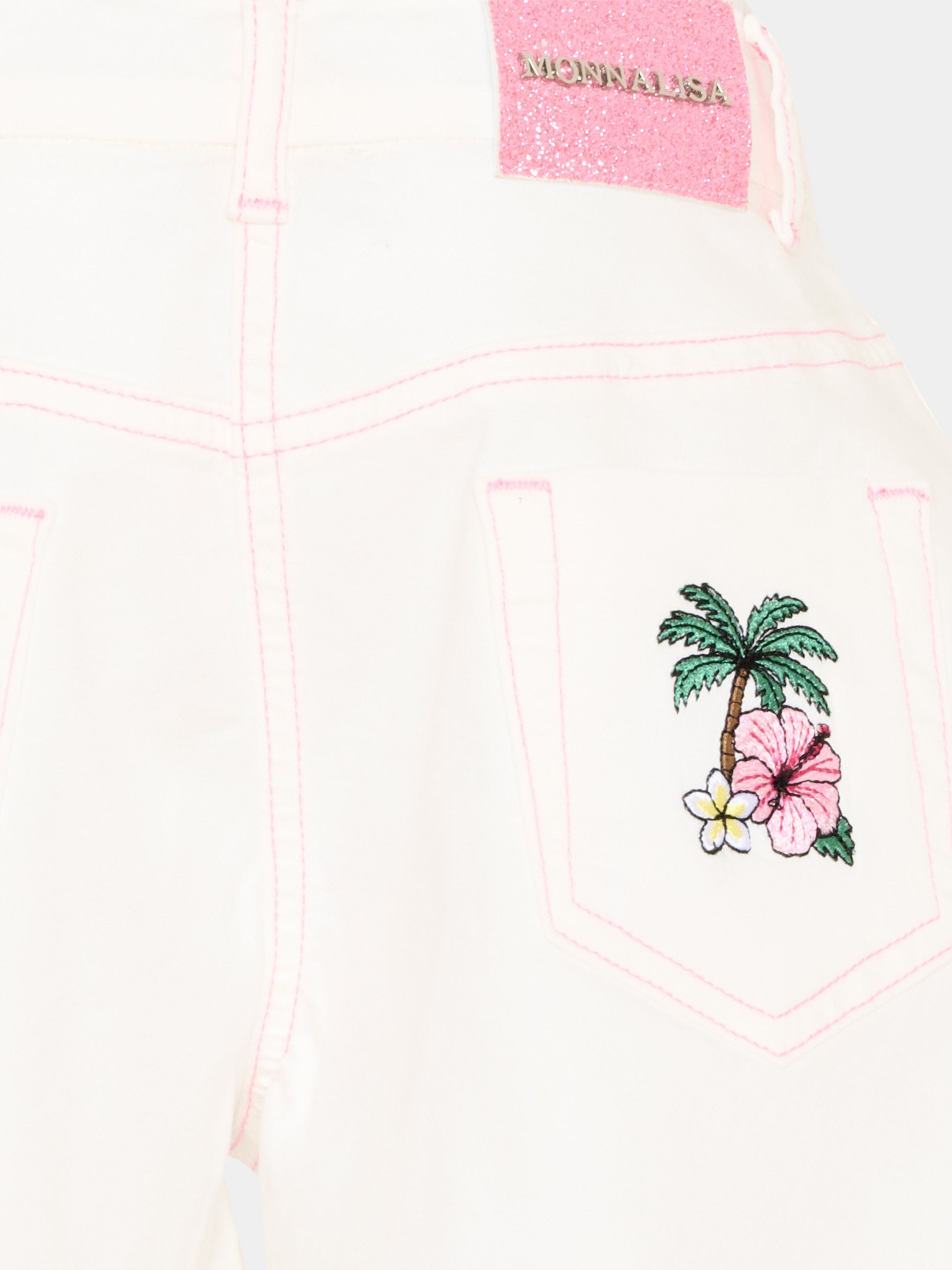 Shorts casual bianchi per bambina,Monnalisa,19H420 8043 0099