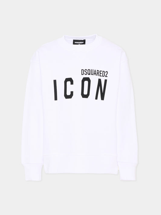 Felpa bianca per bambini con logo,Dsquared2,DQ2667 D0094 DQ100