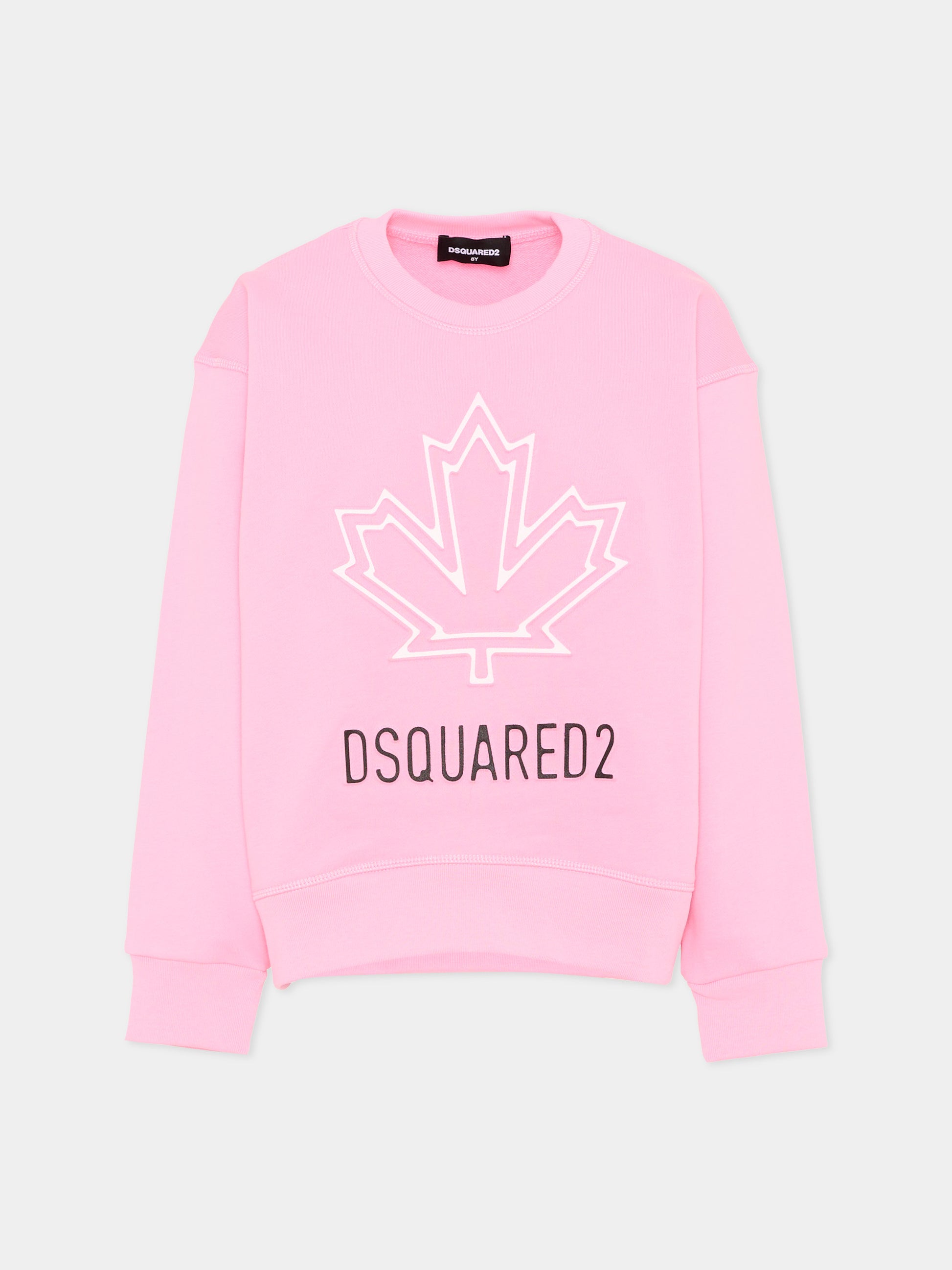 Felpa rosa per bambina con logo,Dsquared2,DQ2786 D0A9U DQ321