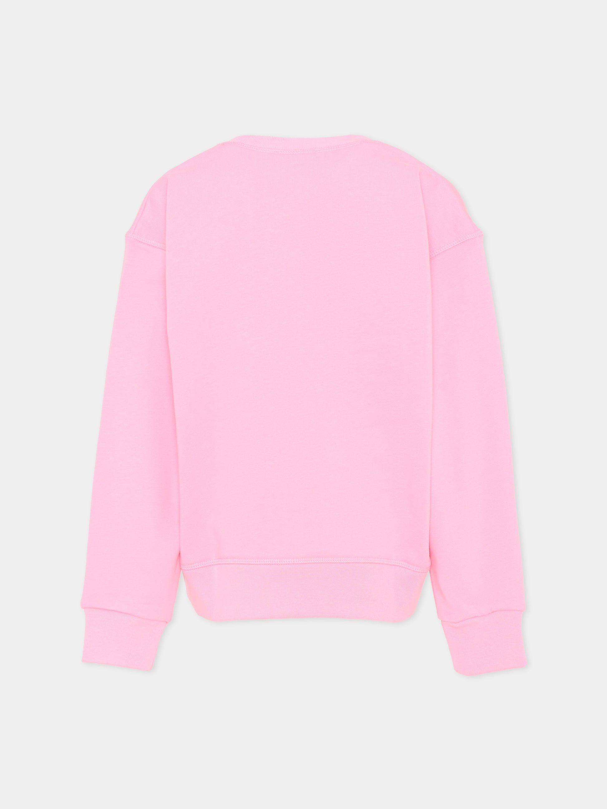 Felpa rosa per bambina con logo,Dsquared2,DQ2786 D0A9U DQ321