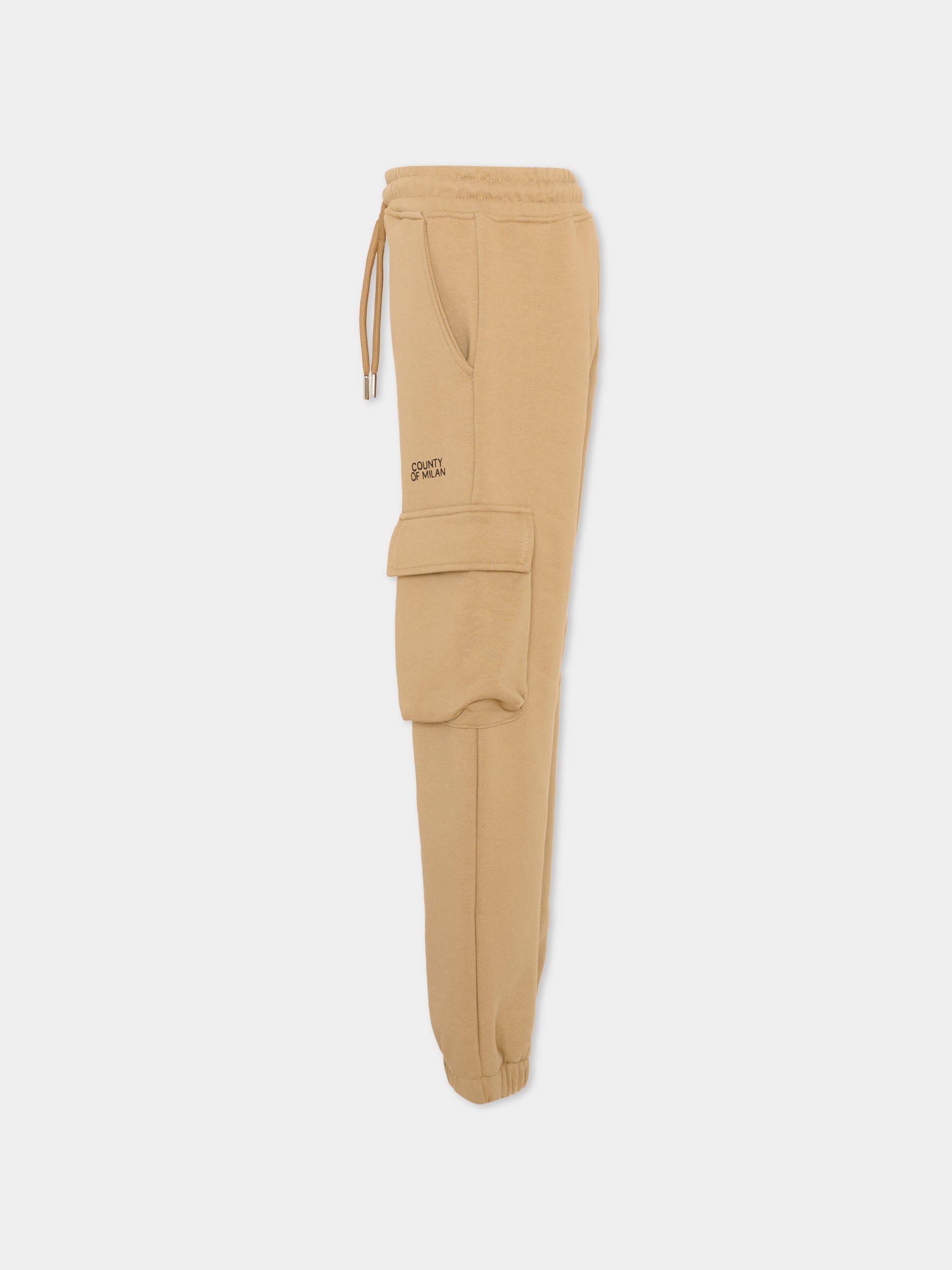 Pantaloni c argo beige per bambino con logo,County Of Milan Kids,F5CMJBFP008 178