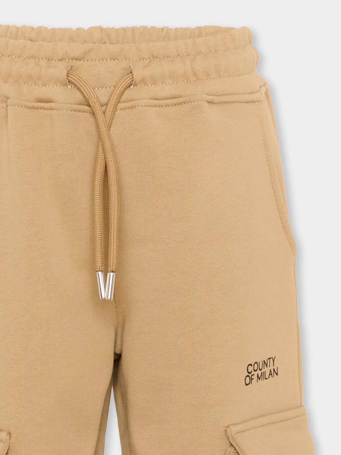 Pantaloni c argo beige per bambino con logo,County Of Milan Kids,F5CMJBFP008 178