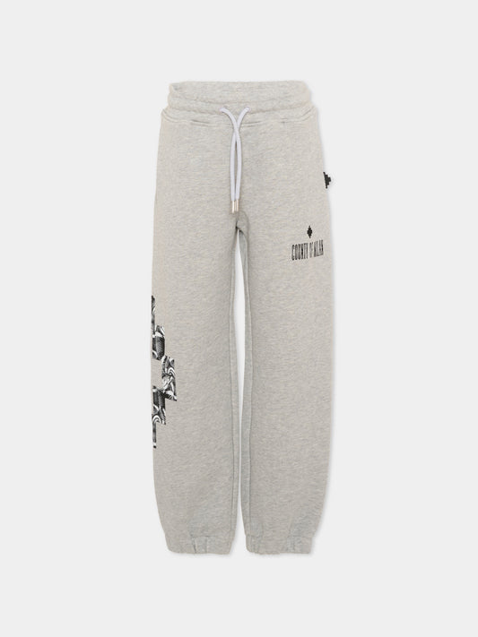 Pantalone sportivo grigio per bambino con logo,County Of Milan Kids,F5CMJBFP045 101