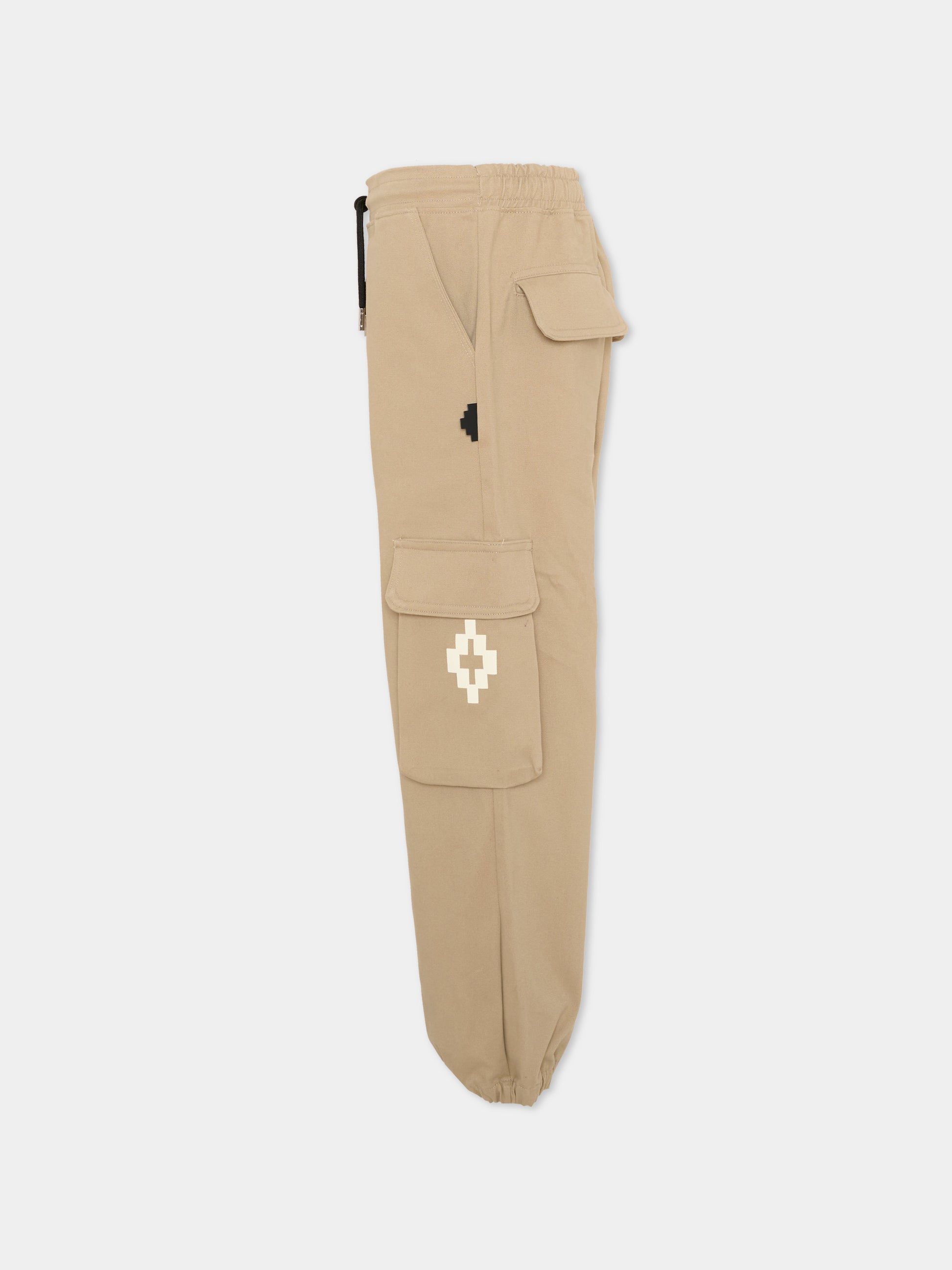 Pantaloni cargo beige per bambino con logo,County Of Milan Kids,F5CMJBPA050 178