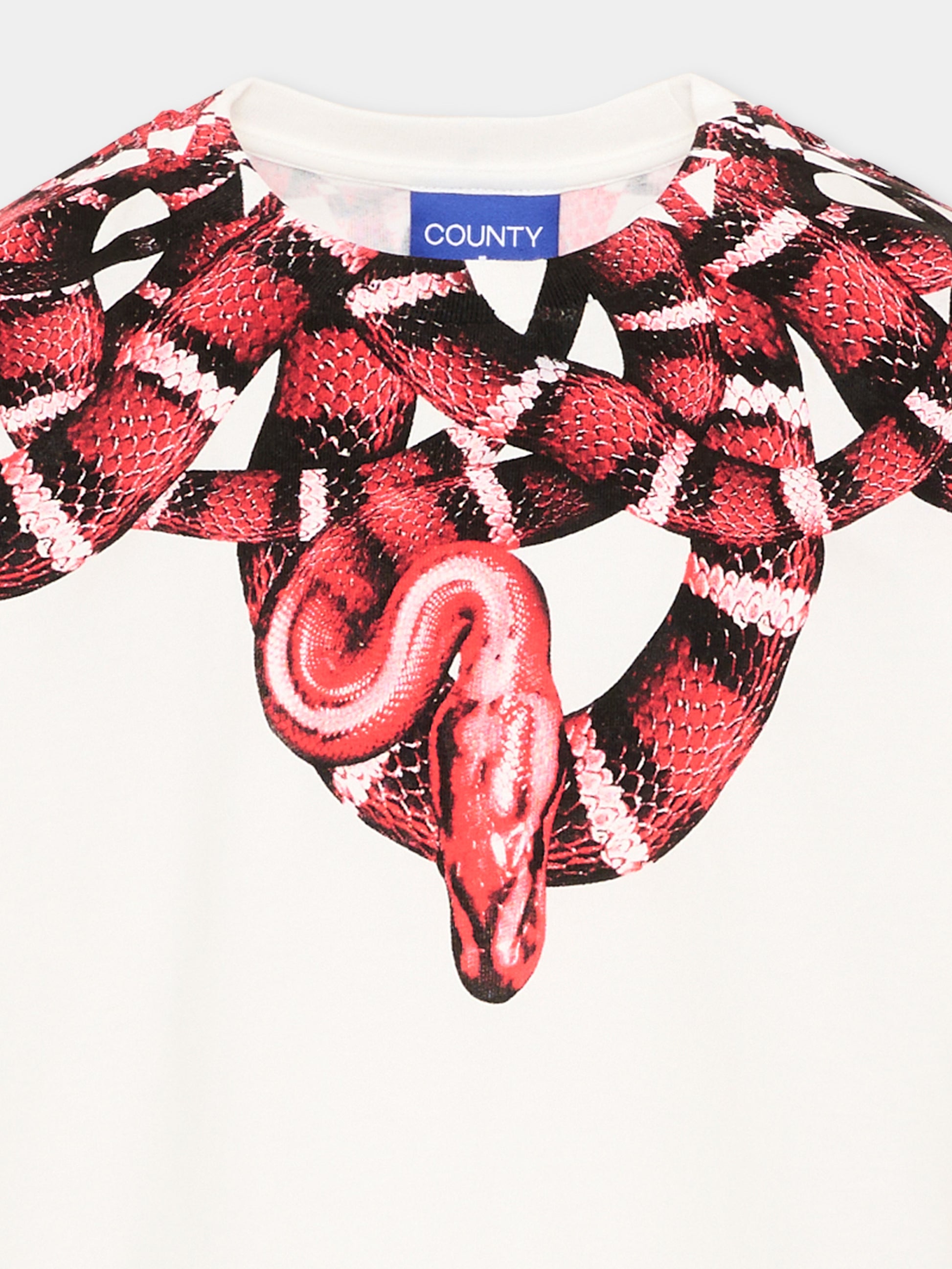 T-Shirt avorio per bambino con serpente,County Of Milan Kids,F5CMJBTH040 002