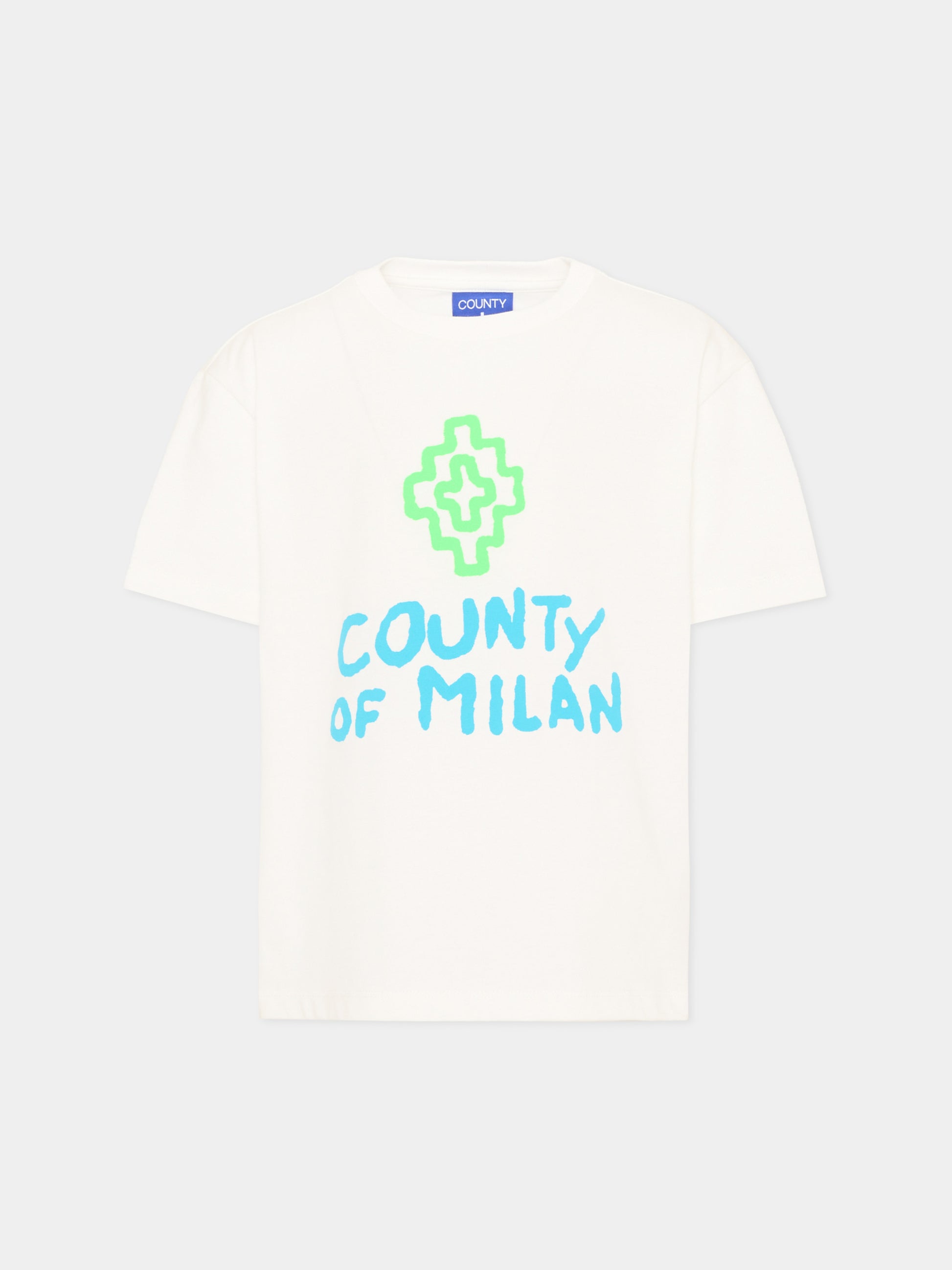 T-Shirt avorio per bambino con logo,County Of Milan Kids,F5CMJBTH069 002