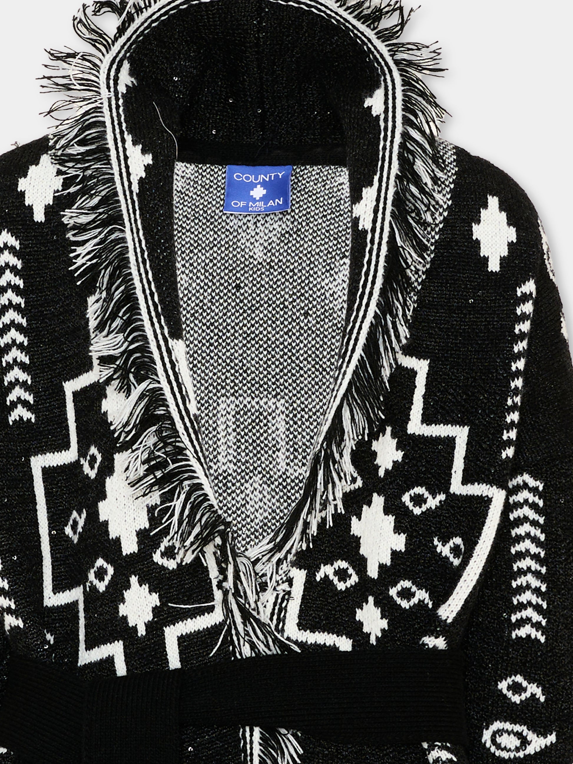 Cardigan nero per bambina con logo,County Of Milan Kids,F5CMJGCA010 110