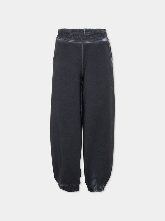 Pantaloni sportivi neri per bambina con logo,County Of Milan Kids,F5CMJGFP031 110