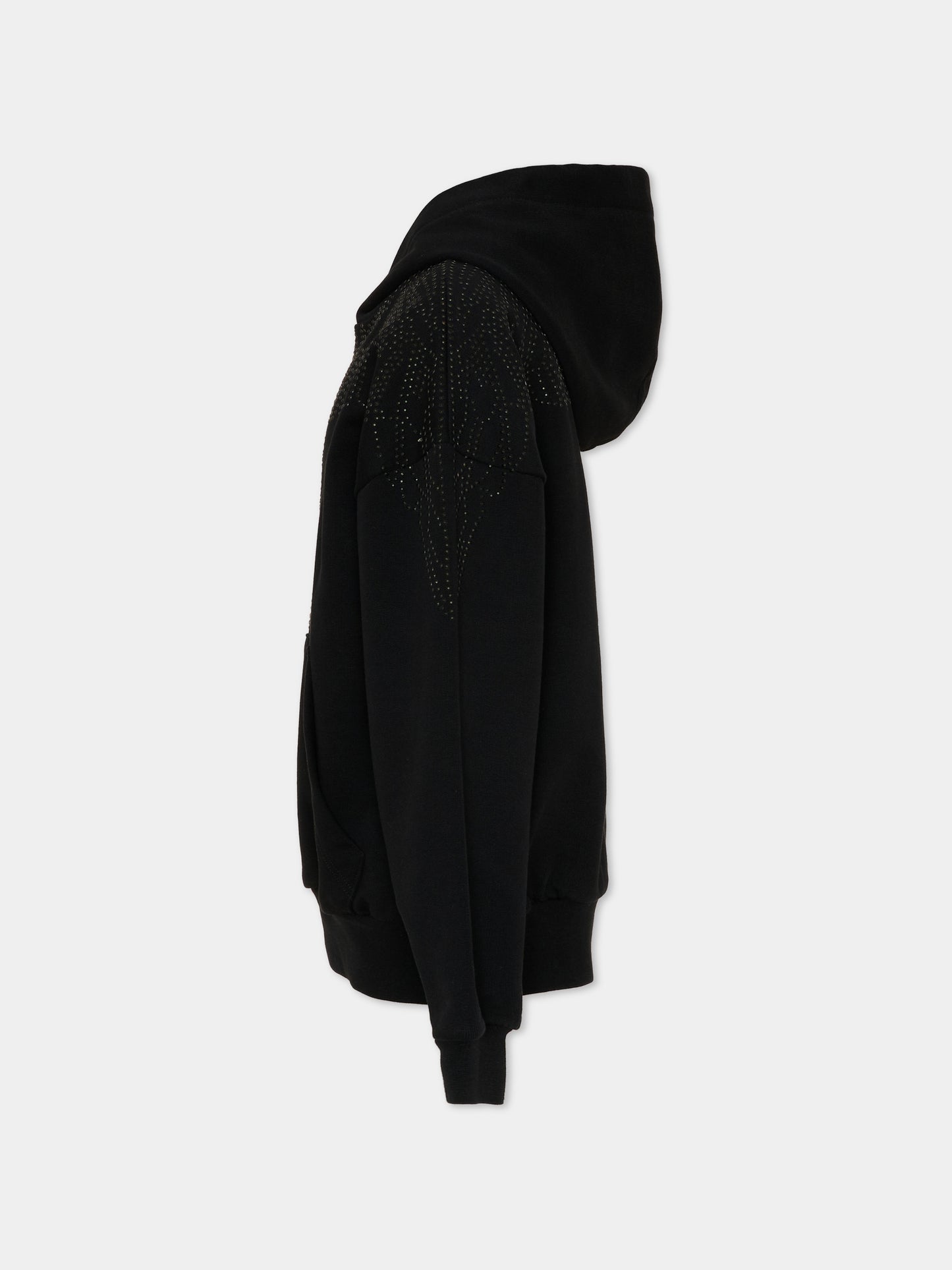 Felpa nera per bambina con ali,County Of Milan Kids,F5CMJGHS012 110