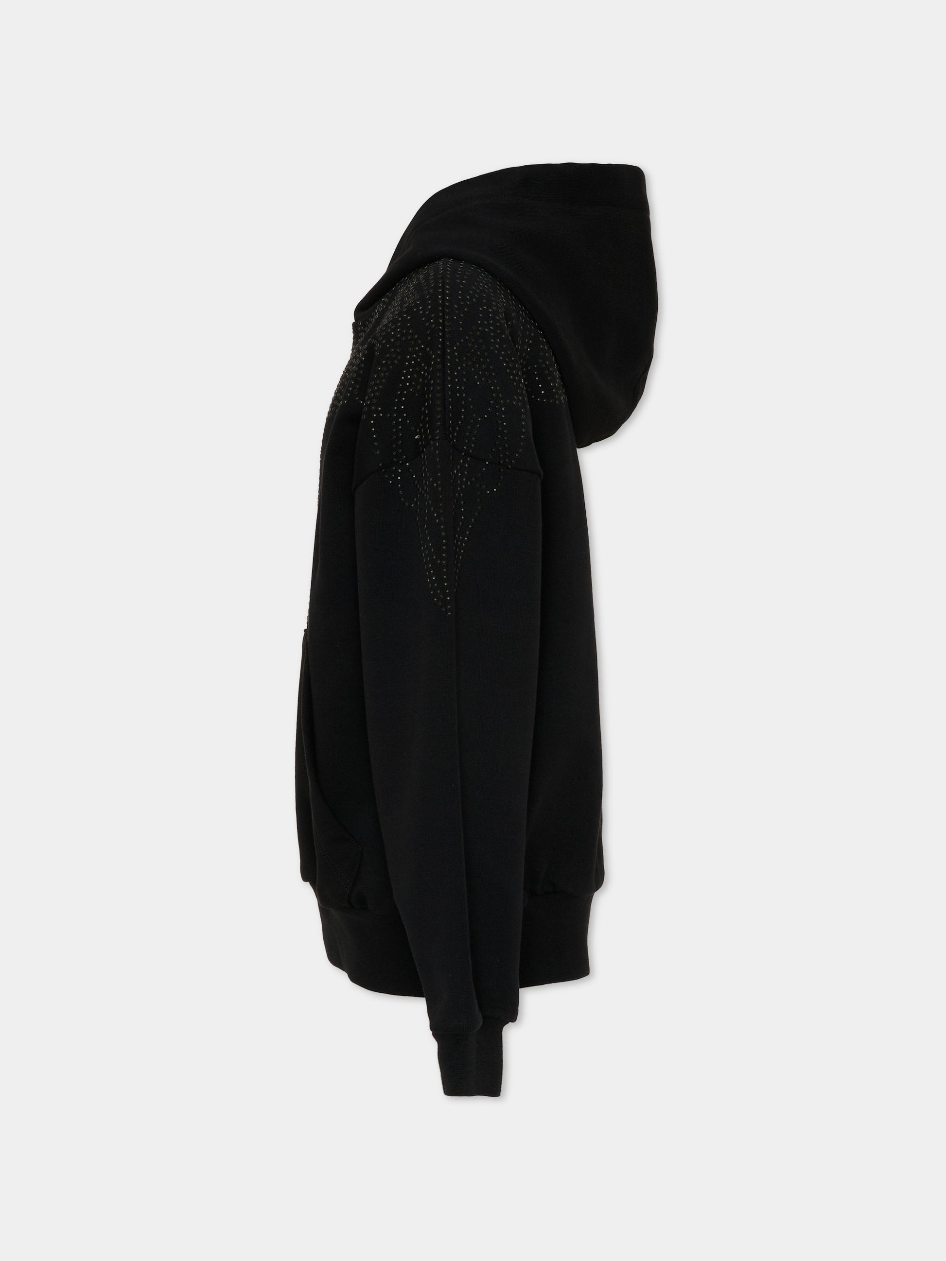 Felpa nera per bambina con ali,County Of Milan Kids,F5CMJGHS012 110