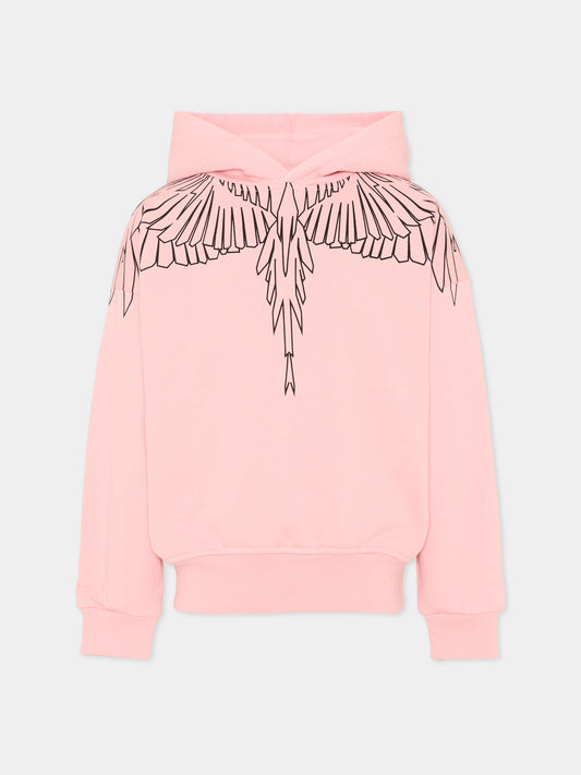 Felpa rosa per bambina con ali,County Of Milan Kids,F5CMJGHS100 BW008