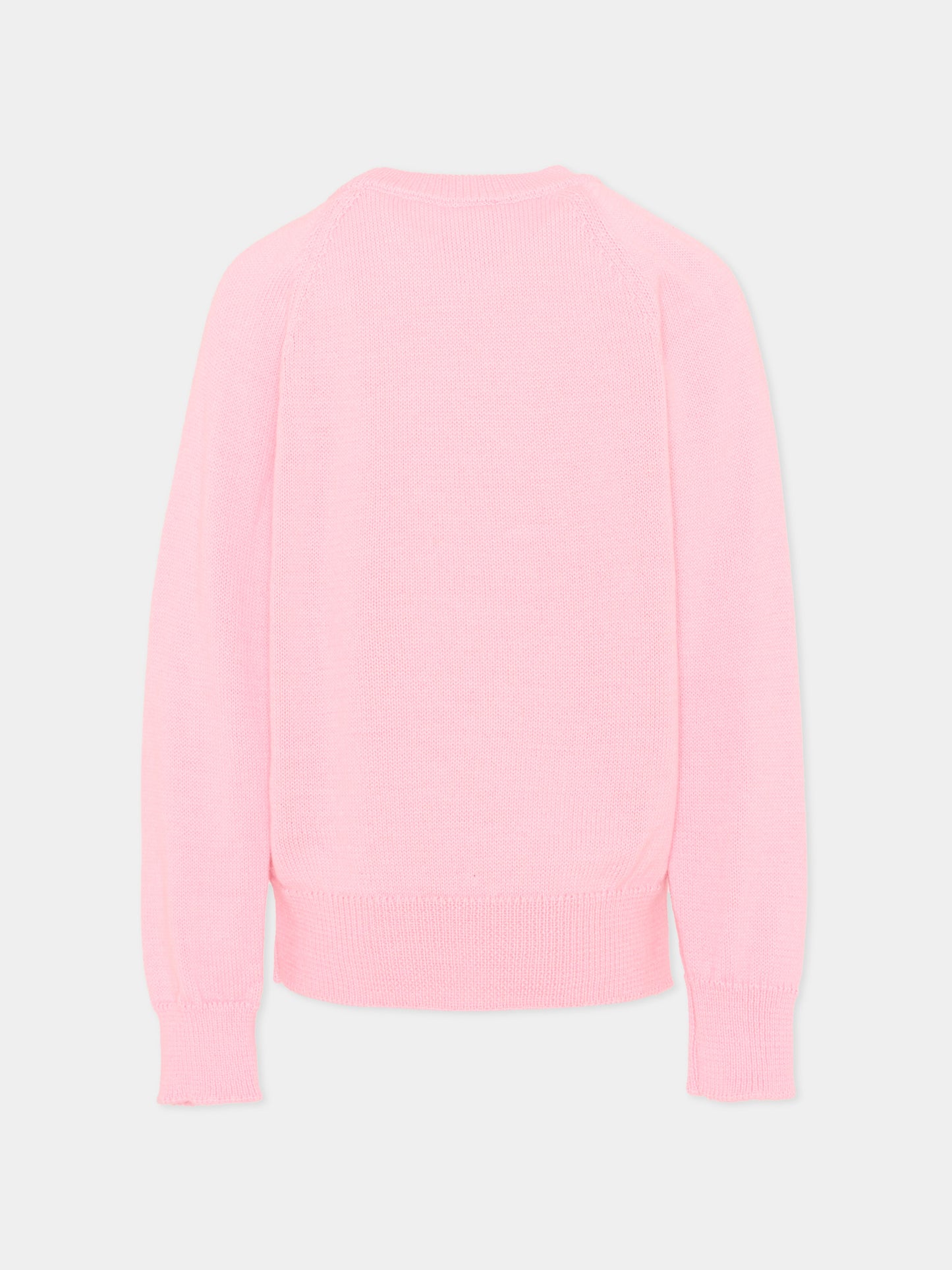 Maglione rosa per bambina con logo,County Of Milan Kids,F5CMJGJP033 BW008