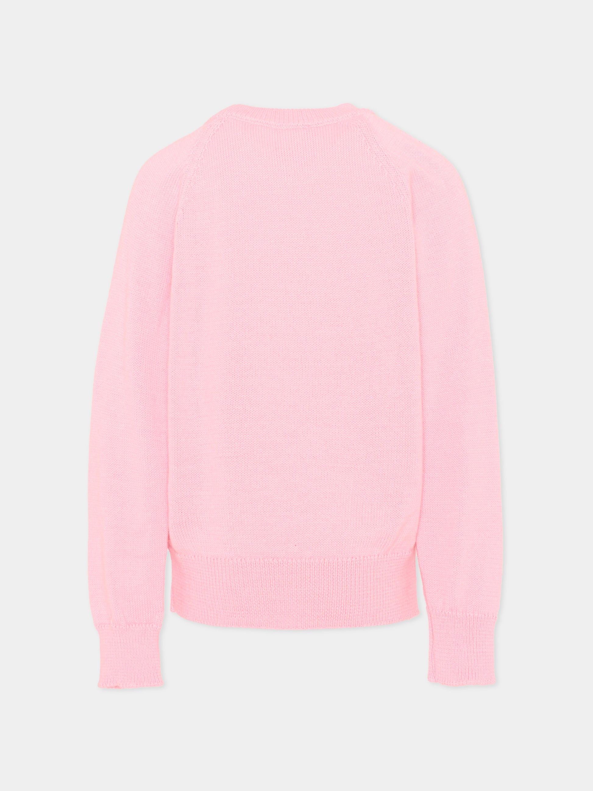 Maglione rosa per bambina con logo,County Of Milan Kids,F5CMJGJP033 BW008