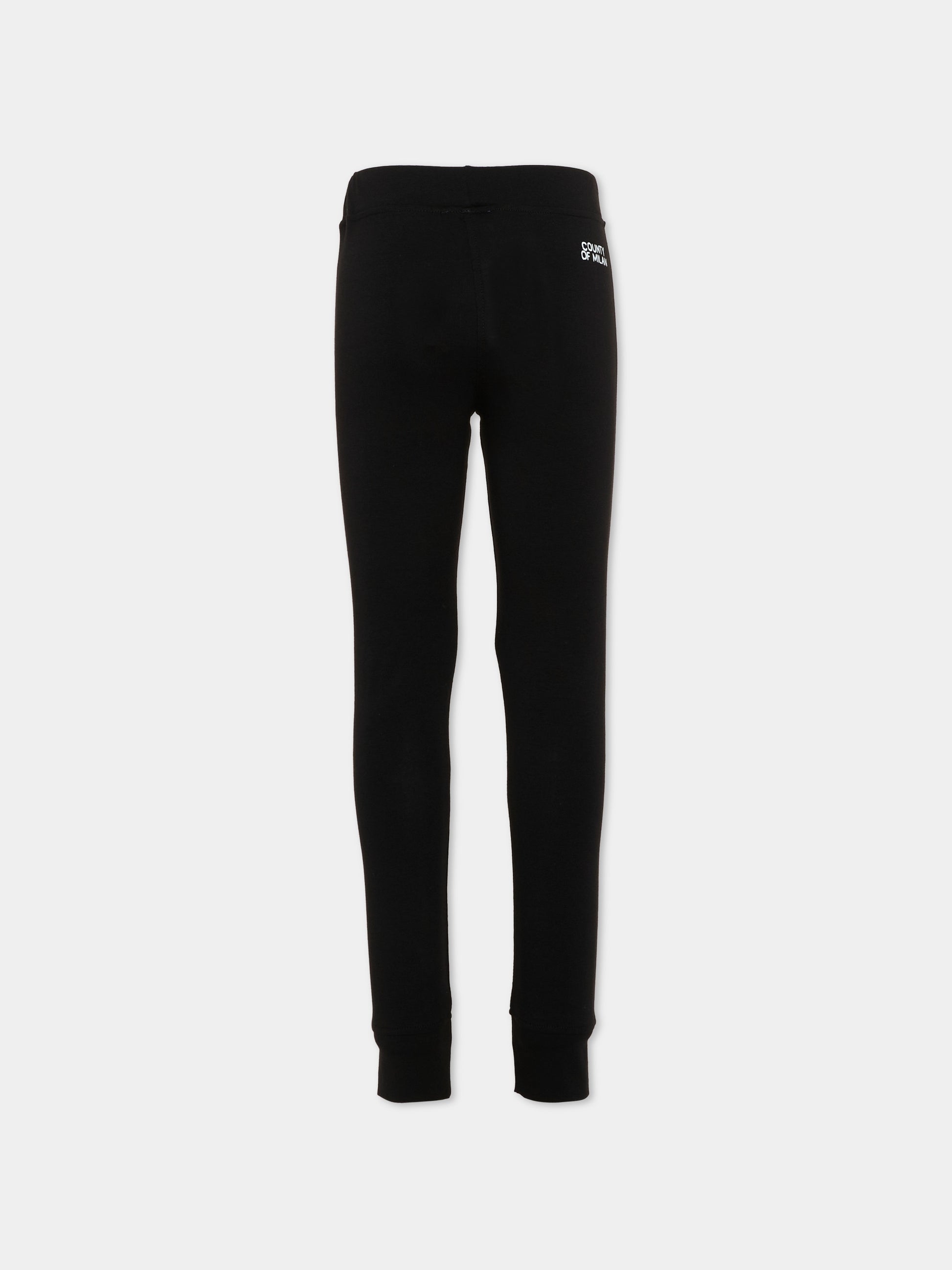 Leggings nero per bambina con logo,County Of Milan Kids,F5CMJGLG088 110