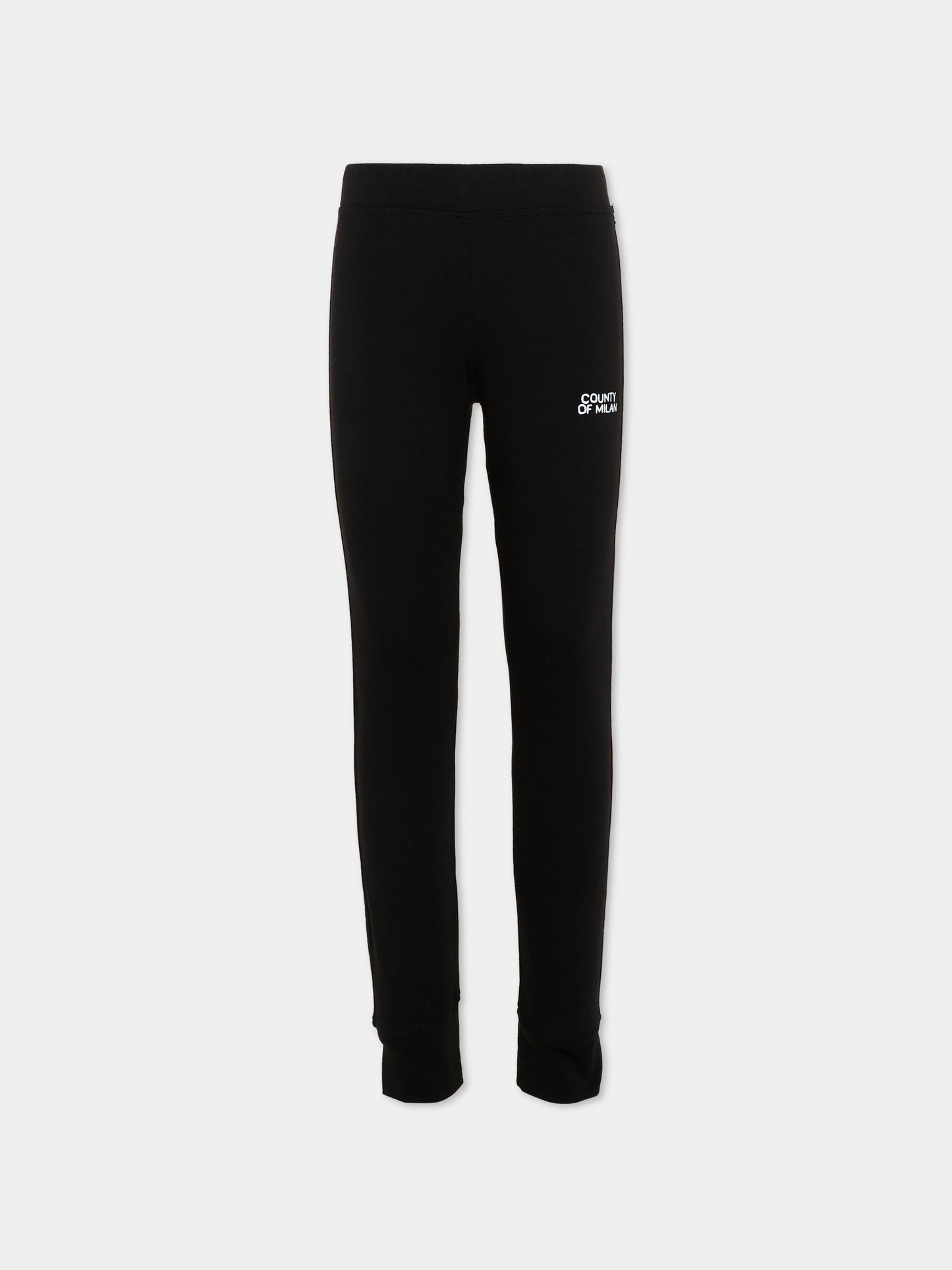 Leggings nero per bambina con logo,County Of Milan Kids,F5CMJGLG097 110