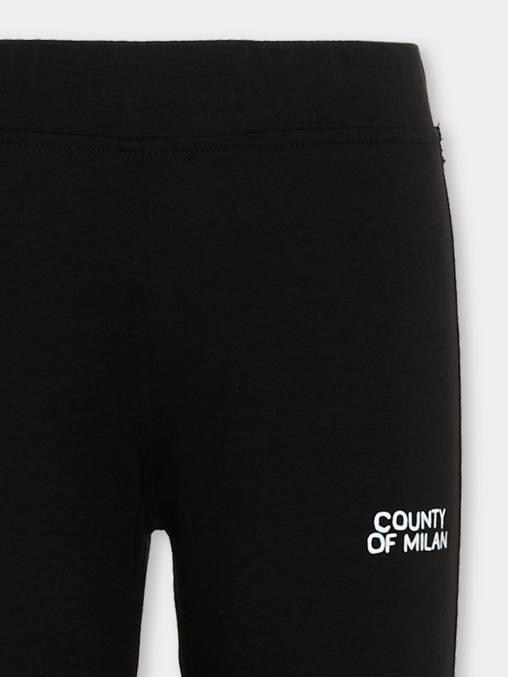 Leggings nero per bambina con logo,County Of Milan Kids,F5CMJGLG097 110