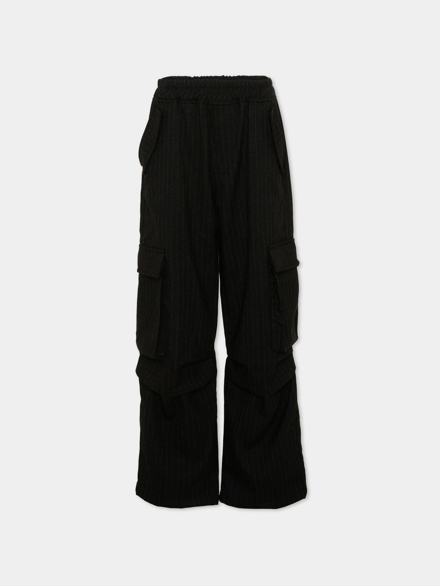 Pantaloni cargo neri per bambina con logo,County Of Milan Kids,F5CMJGPA019 110
