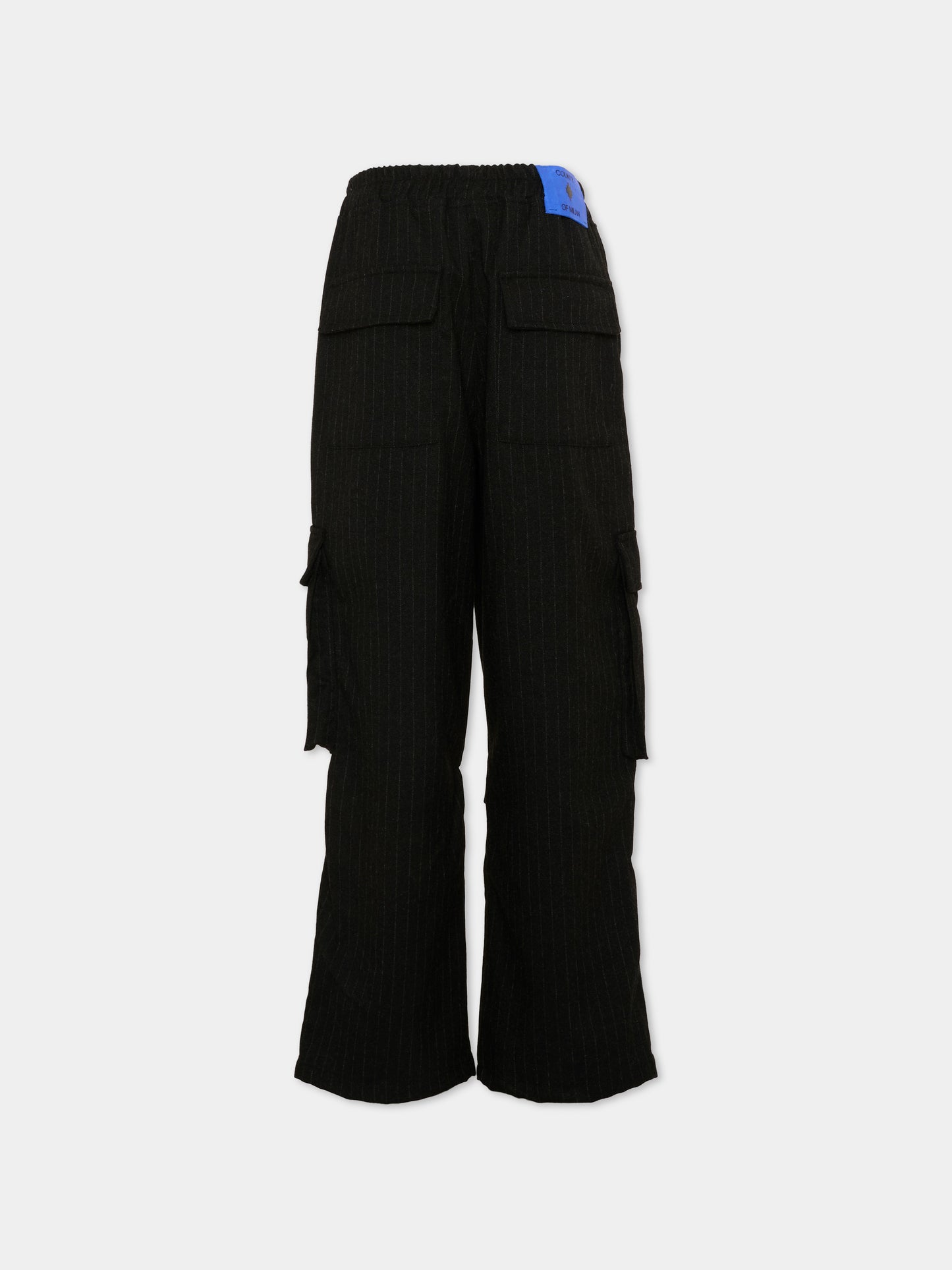 Pantaloni cargo neri per bambina con logo,County Of Milan Kids,F5CMJGPA019 110