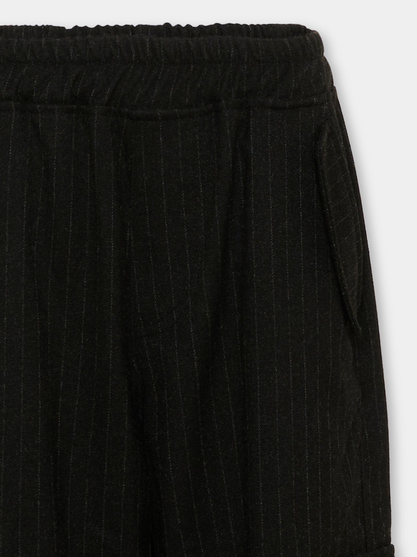 Pantaloni cargo neri per bambina con logo,County Of Milan Kids,F5CMJGPA019 110