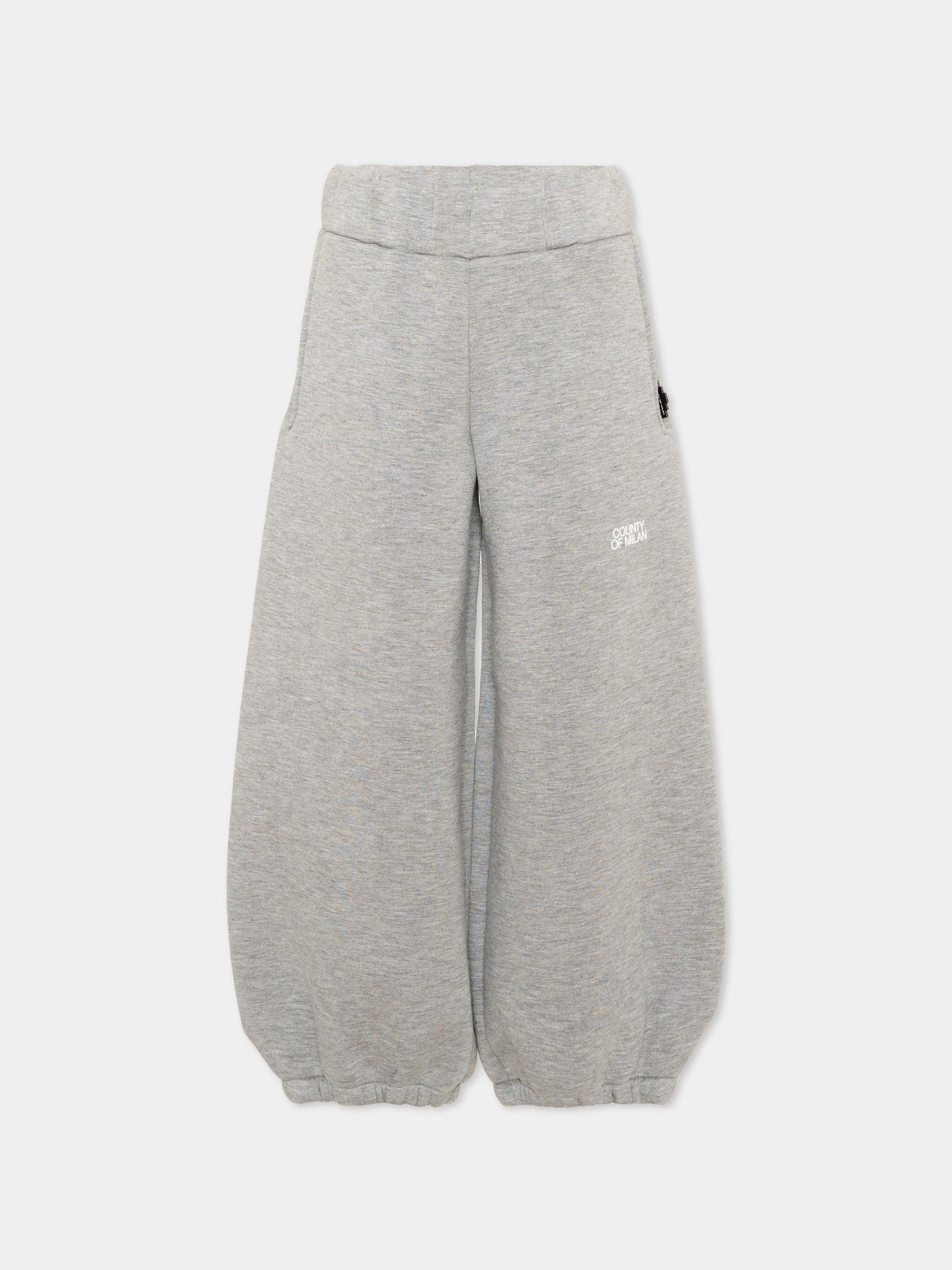 Pantaloni grigi per bambina con logo,County Of Milan Kids,F5CMJGPA023 101