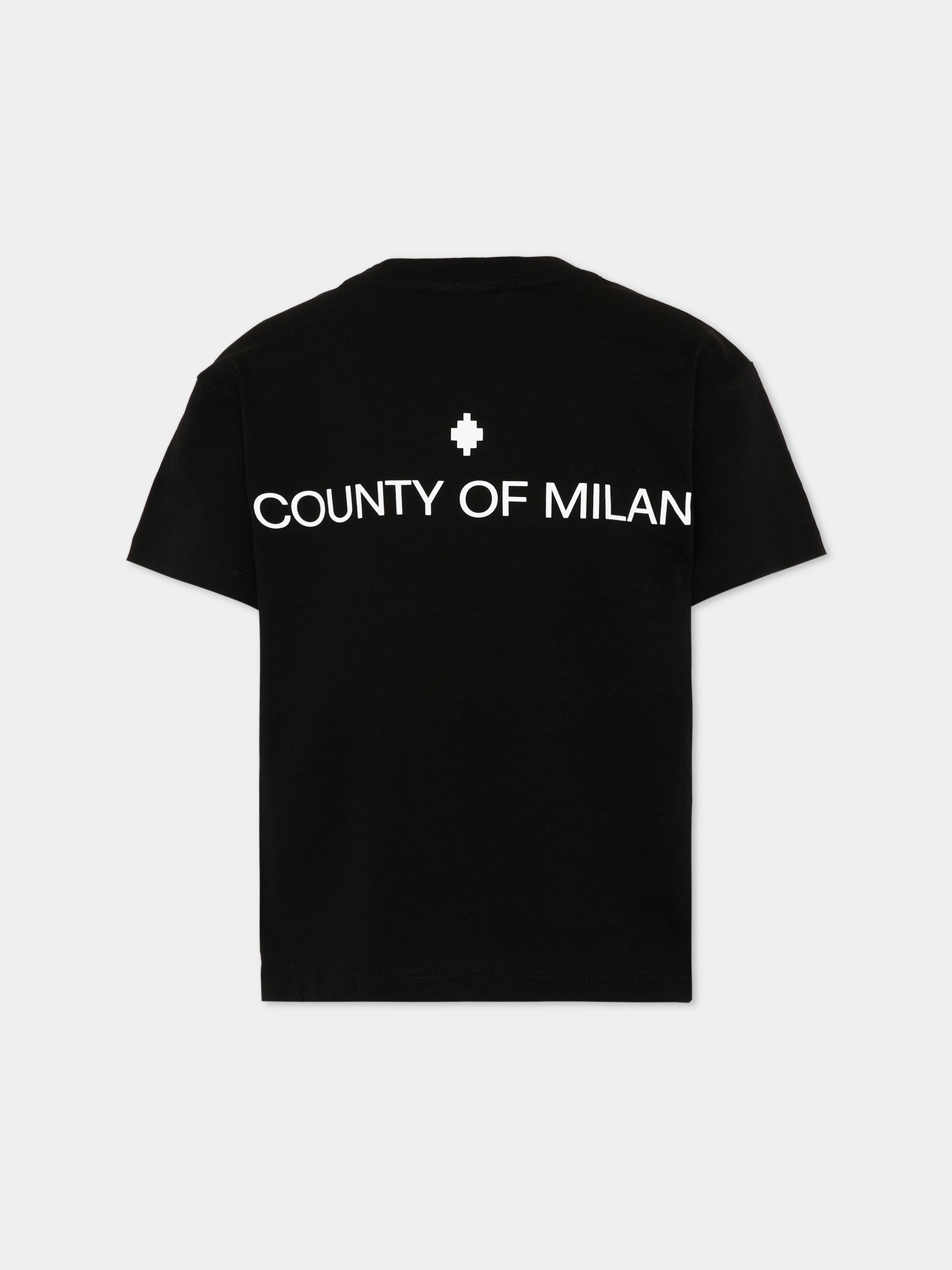 T-Shirt nera per bambina con logo,County Of Milan Kids,F5CMJGTH085 110