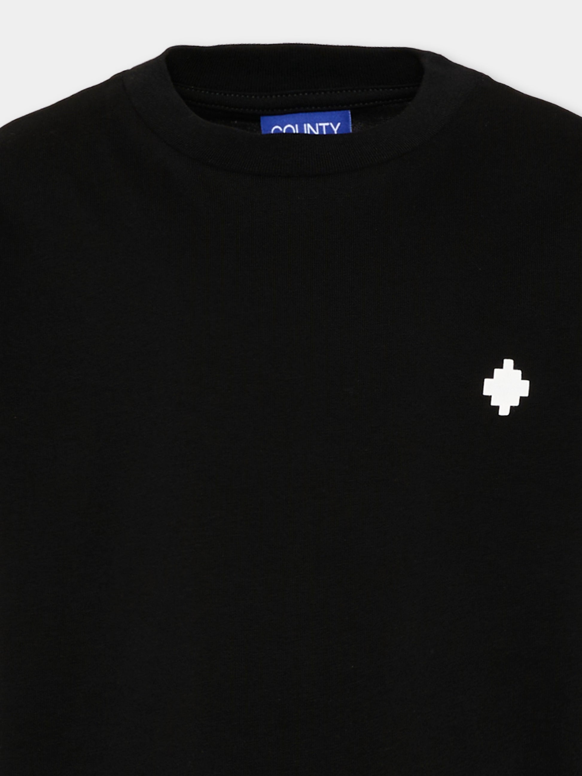 T-Shirt nera per bambina con logo,County Of Milan Kids,F5CMJGTH085 110