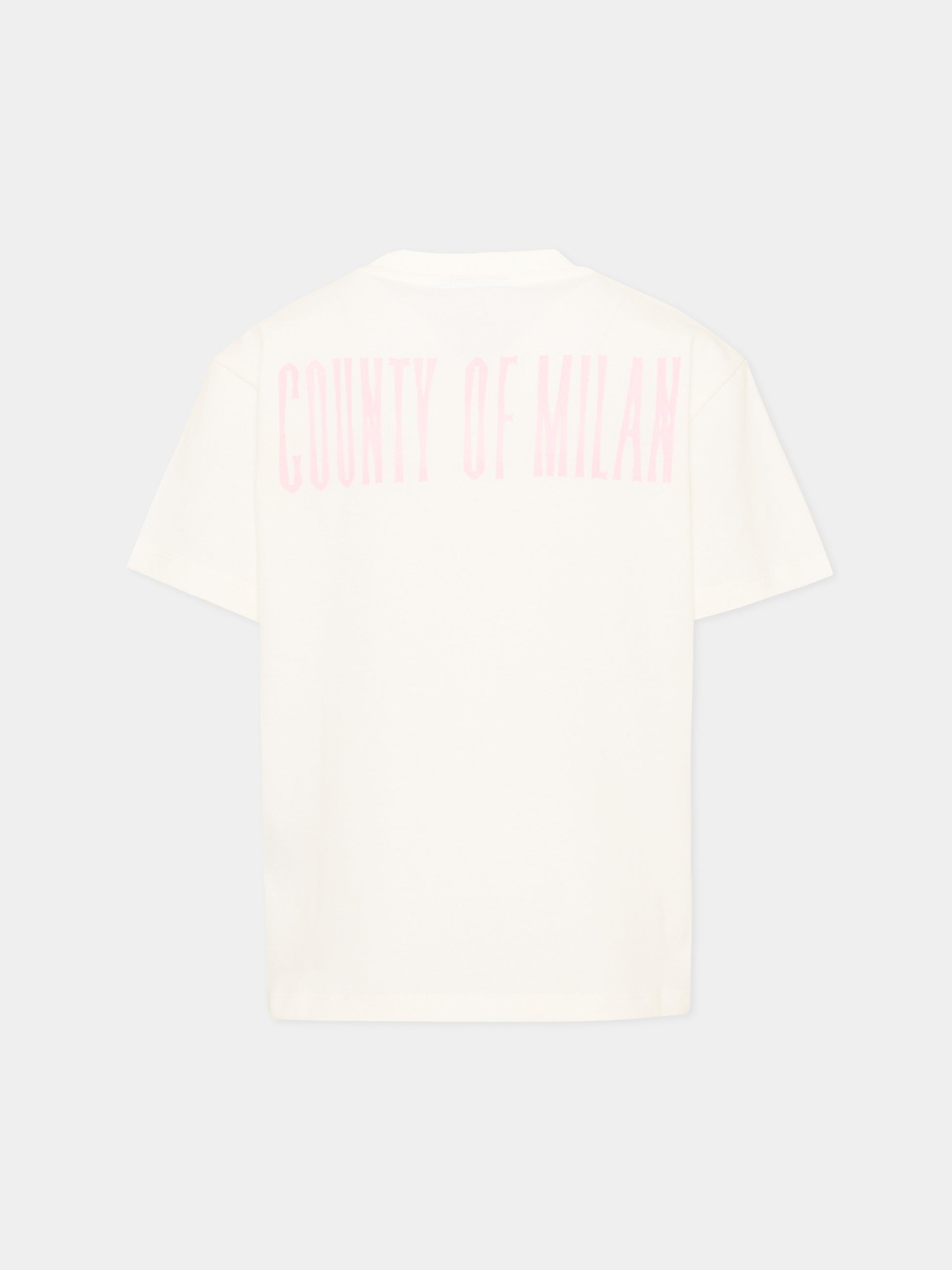 T-shirt avorio per bambina con lupo,County Of Milan Kids,F5CMJGTH089 002