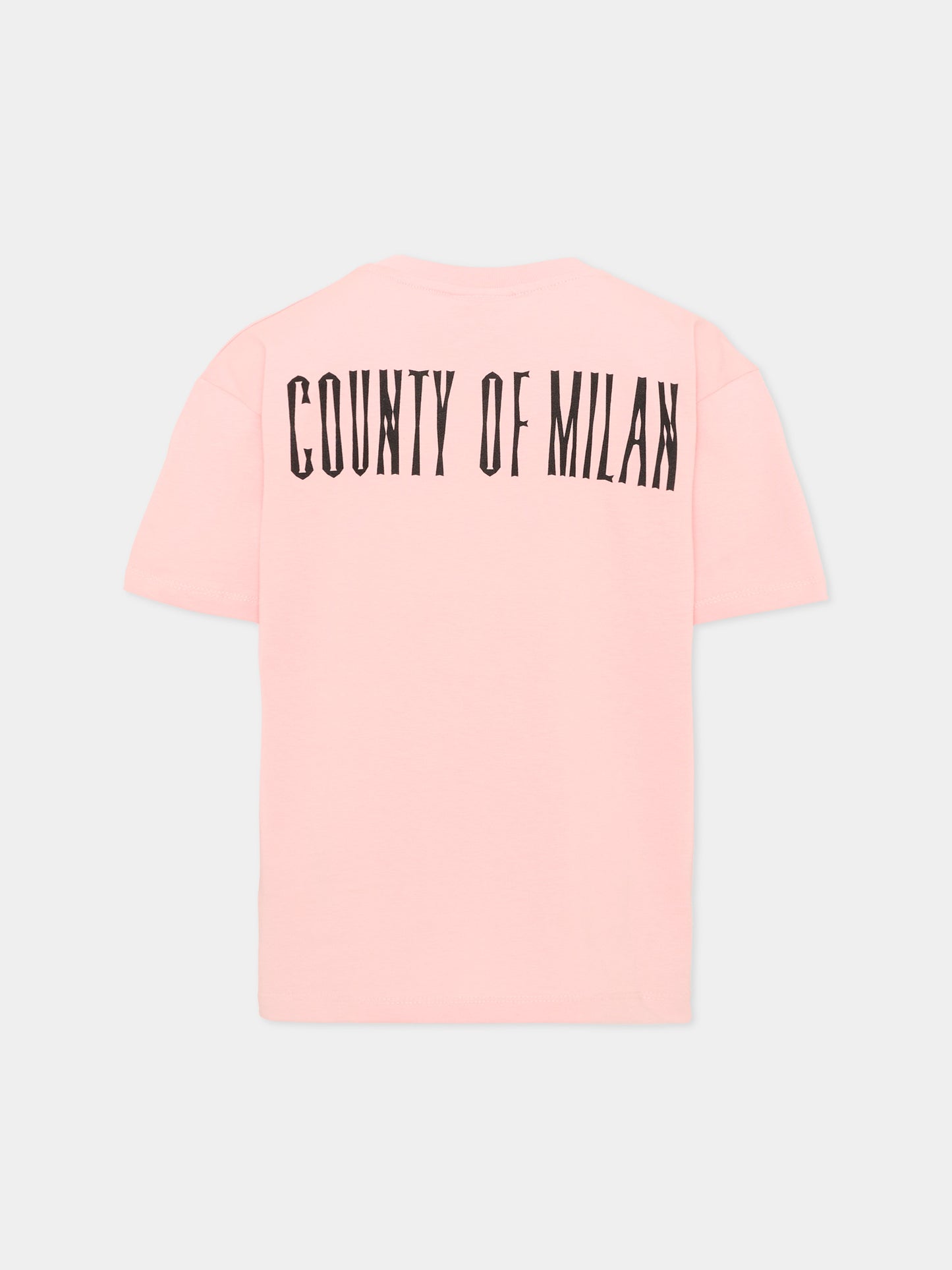T-Shirt rosa per bambina con lupo,County Of Milan Kids,F5CMJGTH089 BW008