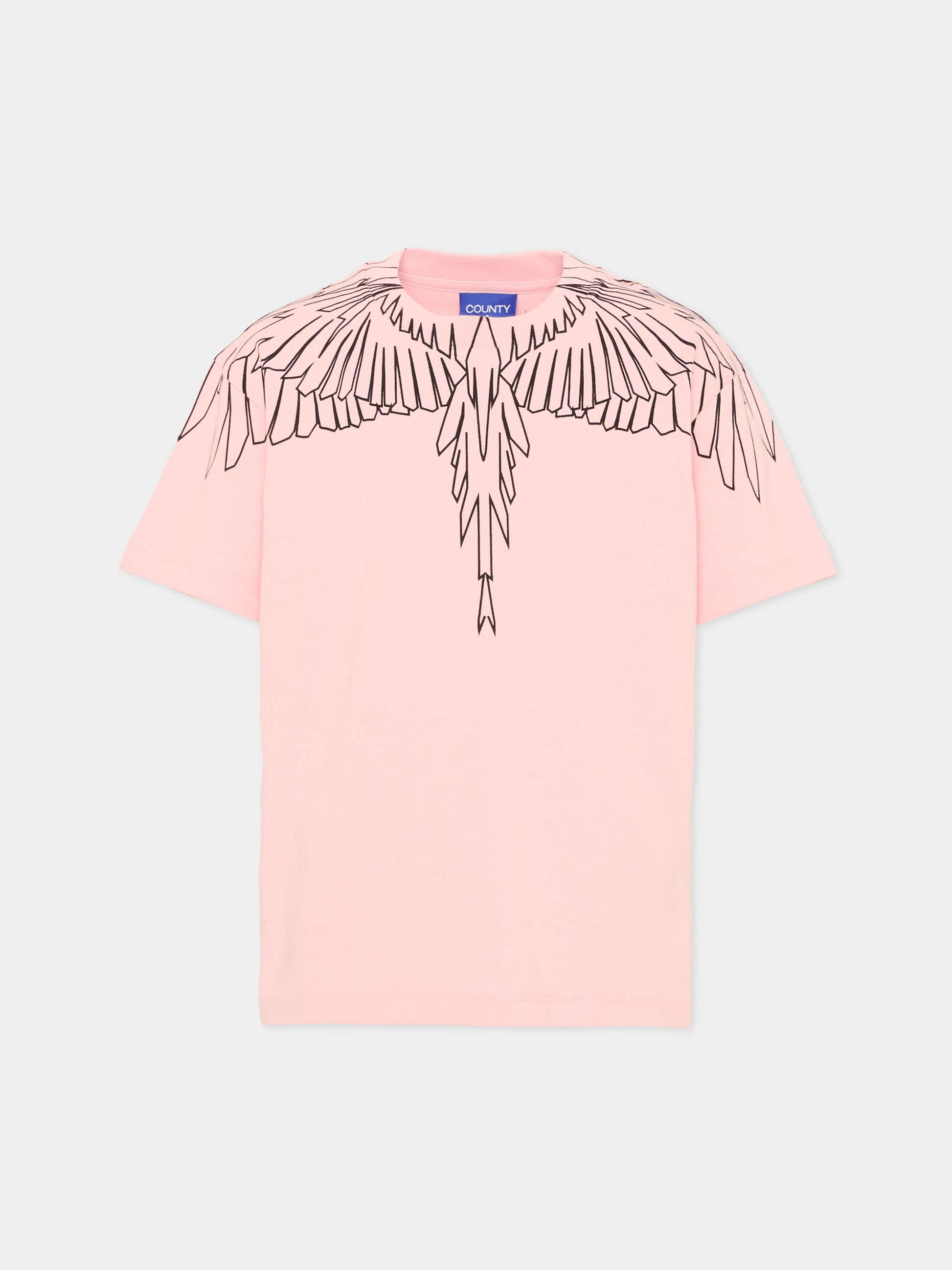 T-shirt rosa per bambina con ali,County Of Milan Kids,F5CMJGTH102 BW008