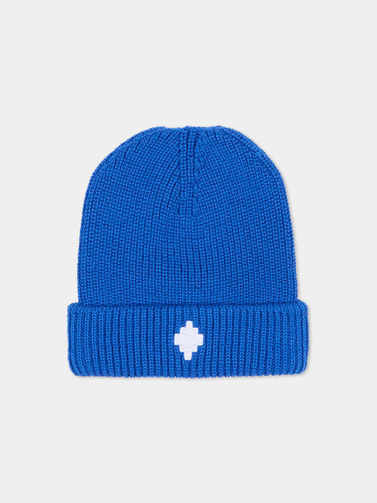 Berretto blu per bambini con logo,County Of Milan Kids,F5CMJUHT036 130