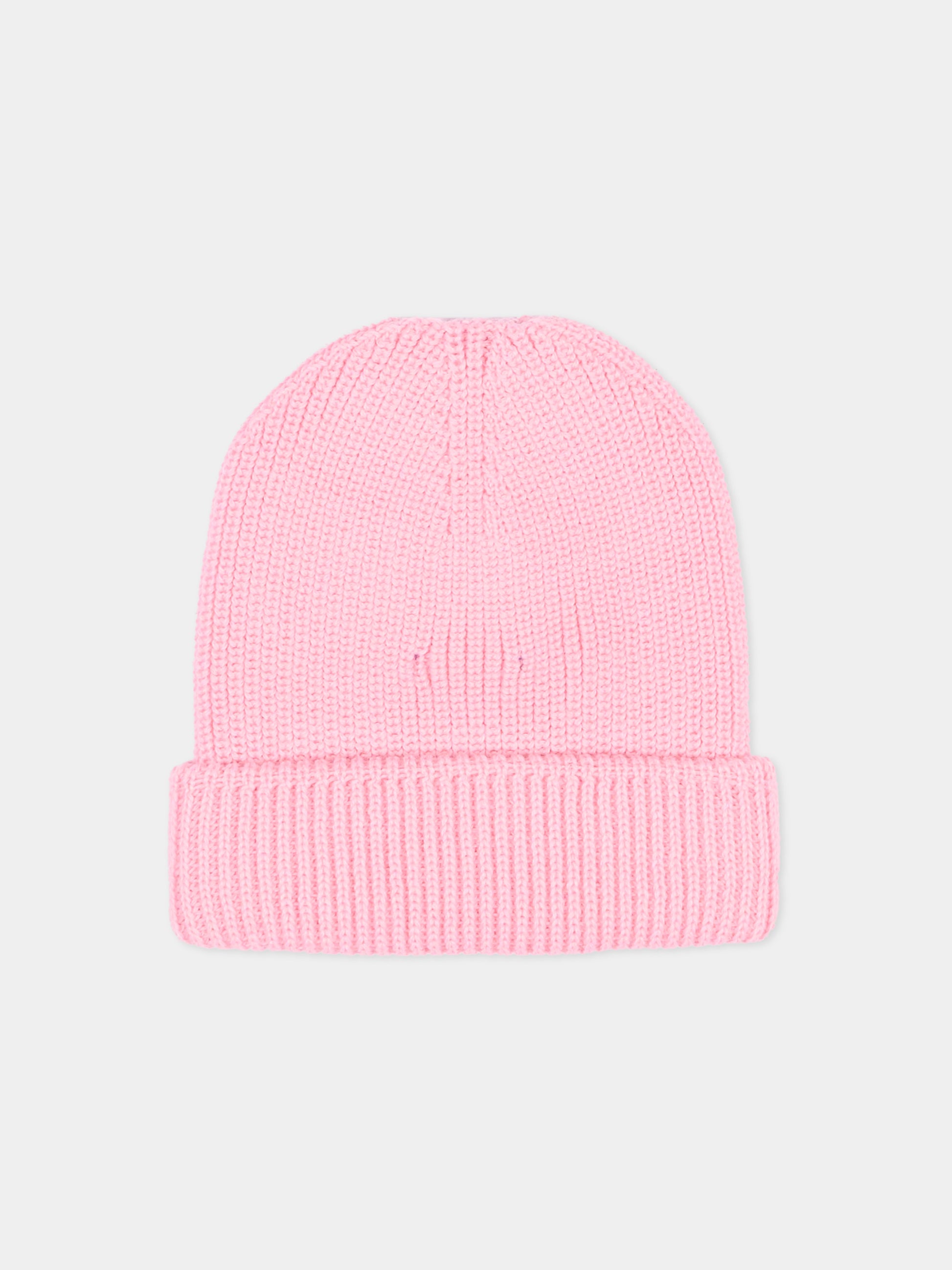 Berretto rosa per bambina con logo,County Of Milan Kids,F5CMJUHT036 BW008
