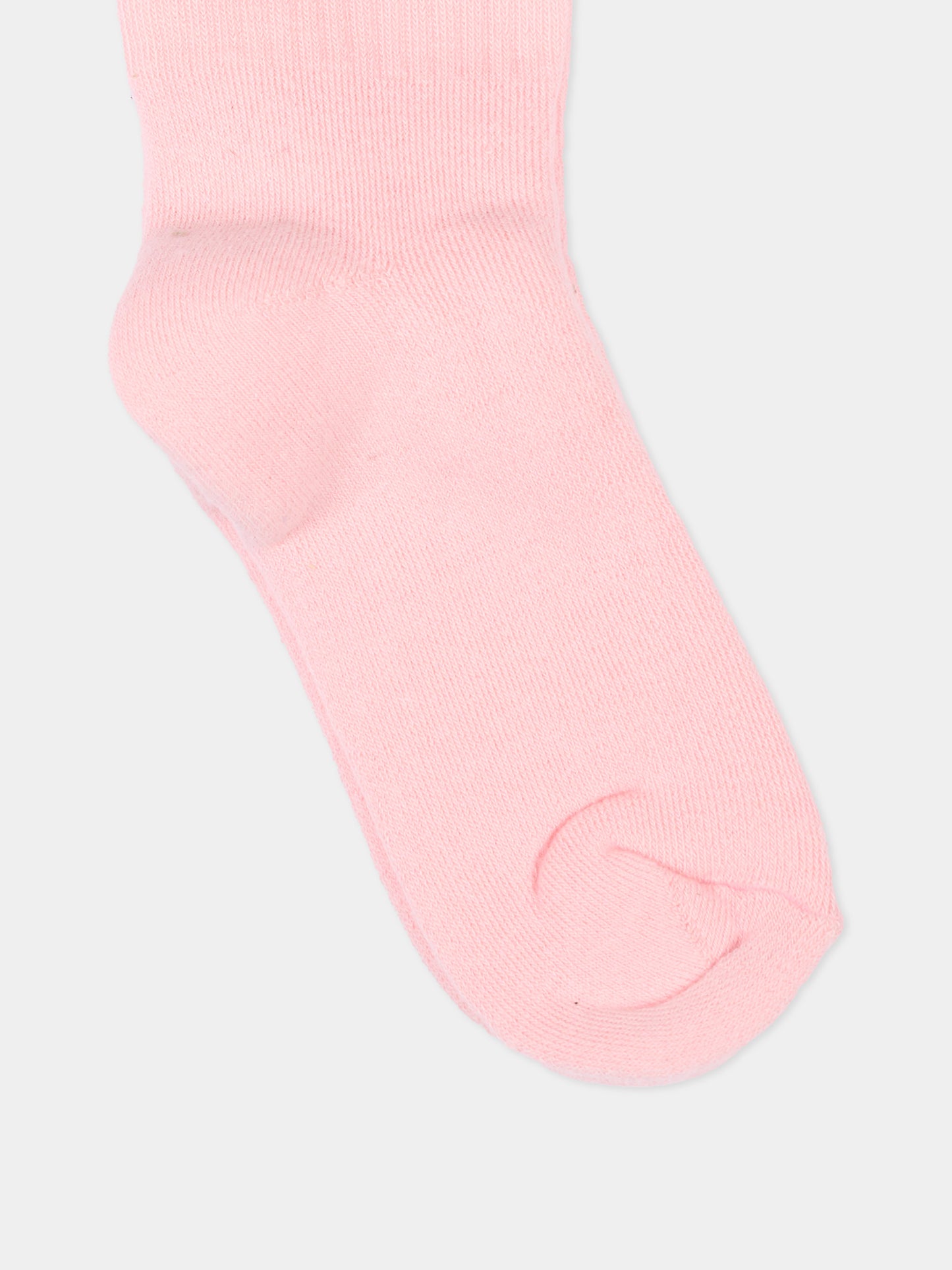 Calza in spugna rosa per bambina con logo,County Of Milan Kids,F5CMJUSO037 BW008