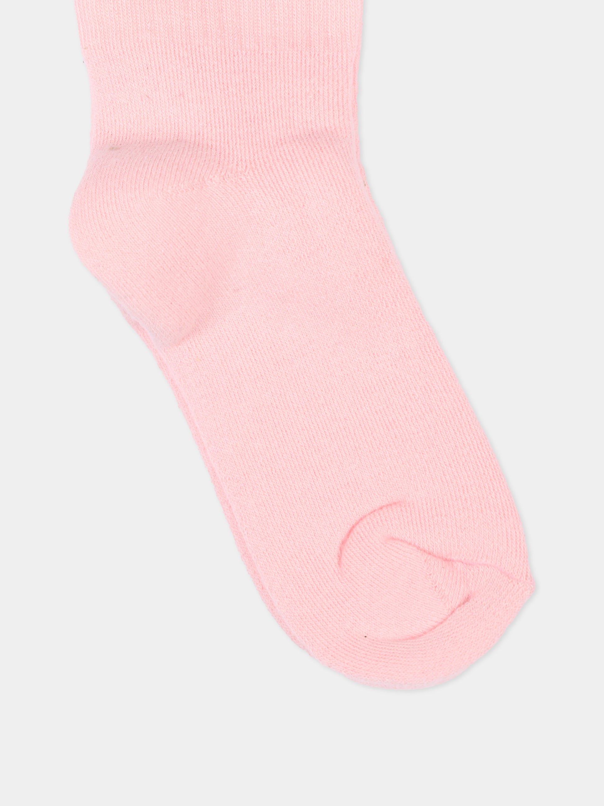 Calza in spugna rosa per bambina con logo,County Of Milan Kids,F5CMJUSO037 BW008