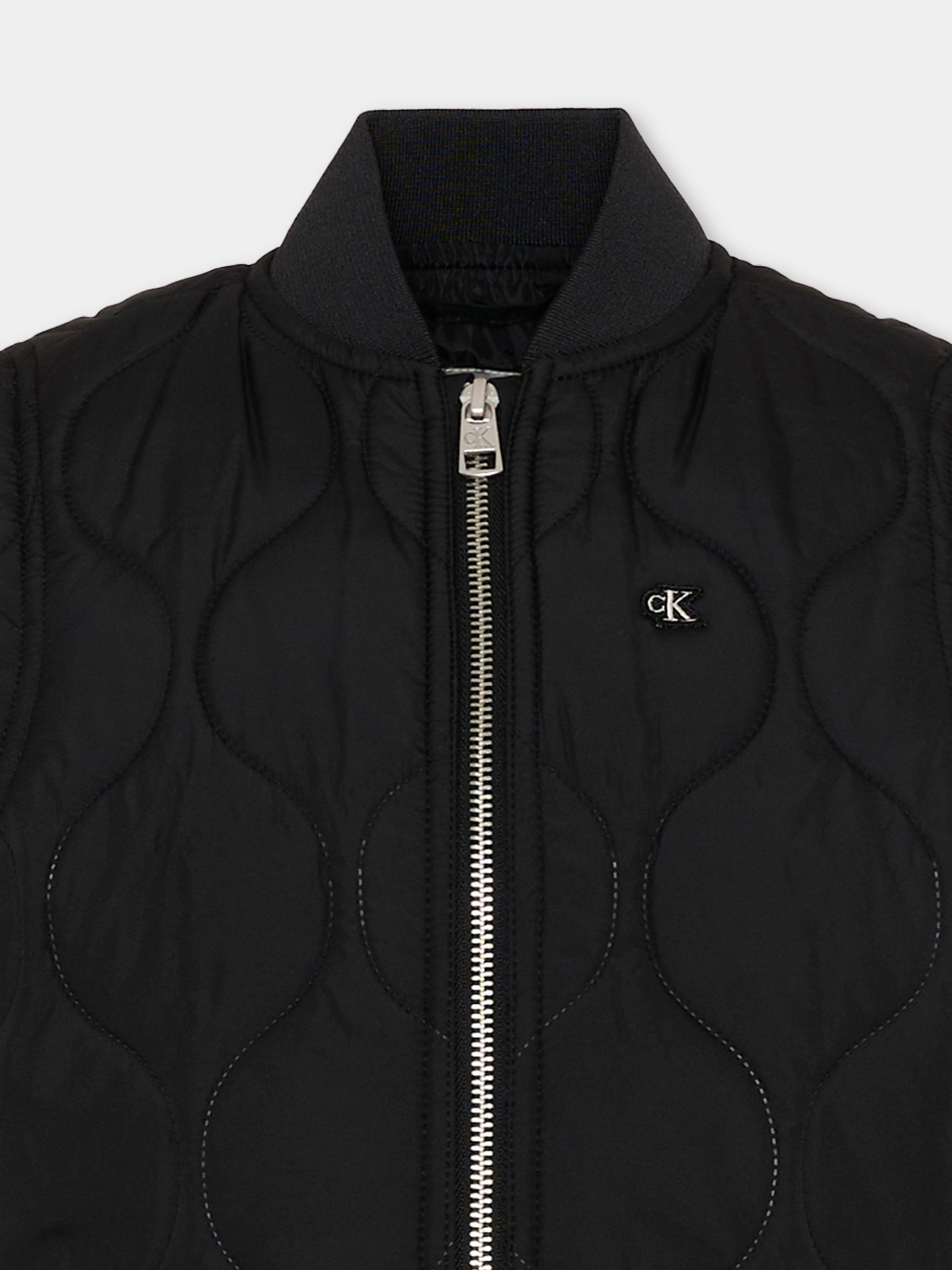 Gilet nero per bambini trapuntato con logo,Calvin Klein Kids,IB0IB02626 BEH