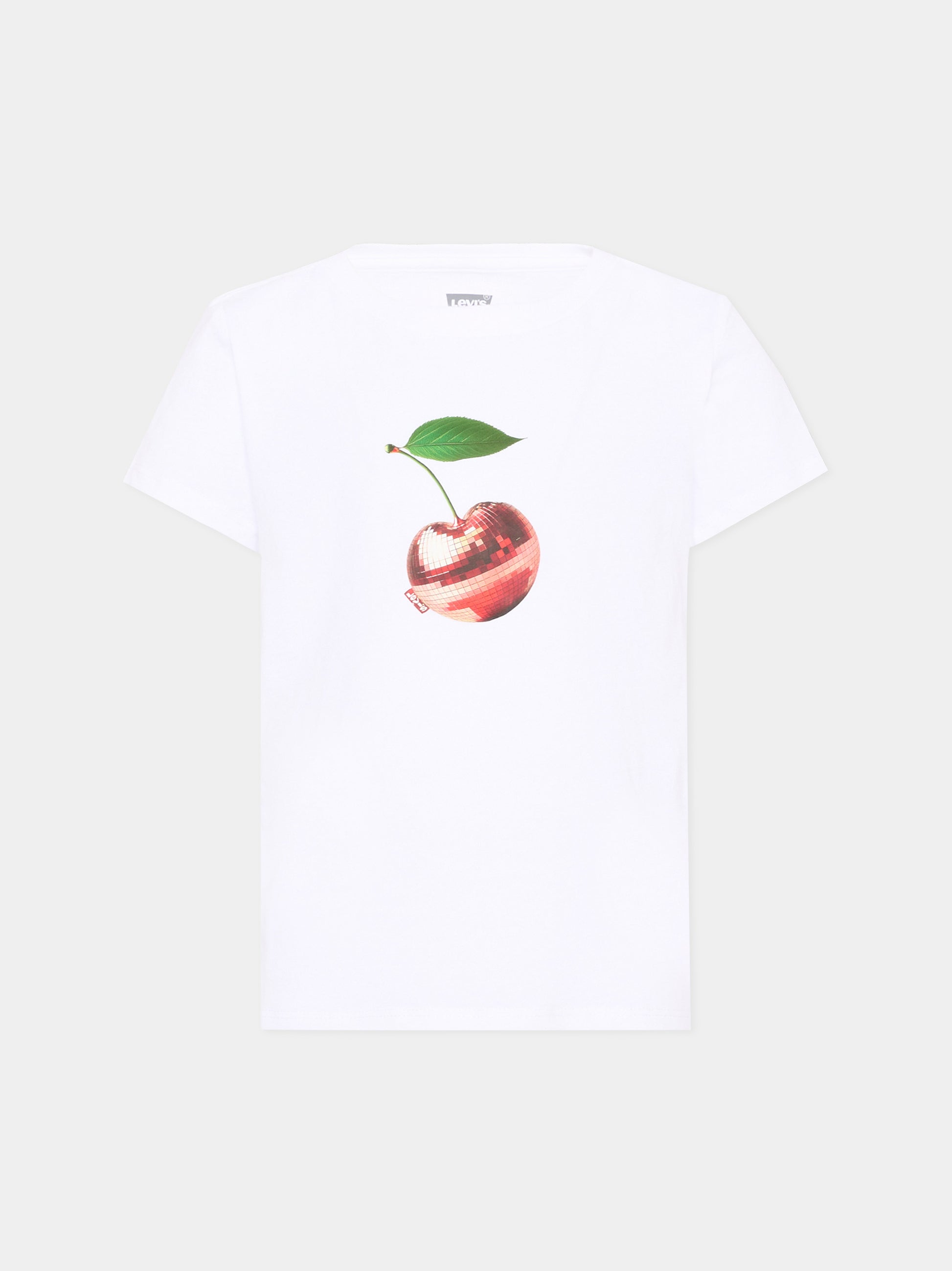 T-Shirt bianca per bambina con ciliegia,Levi's Kids,4EP661 W1T