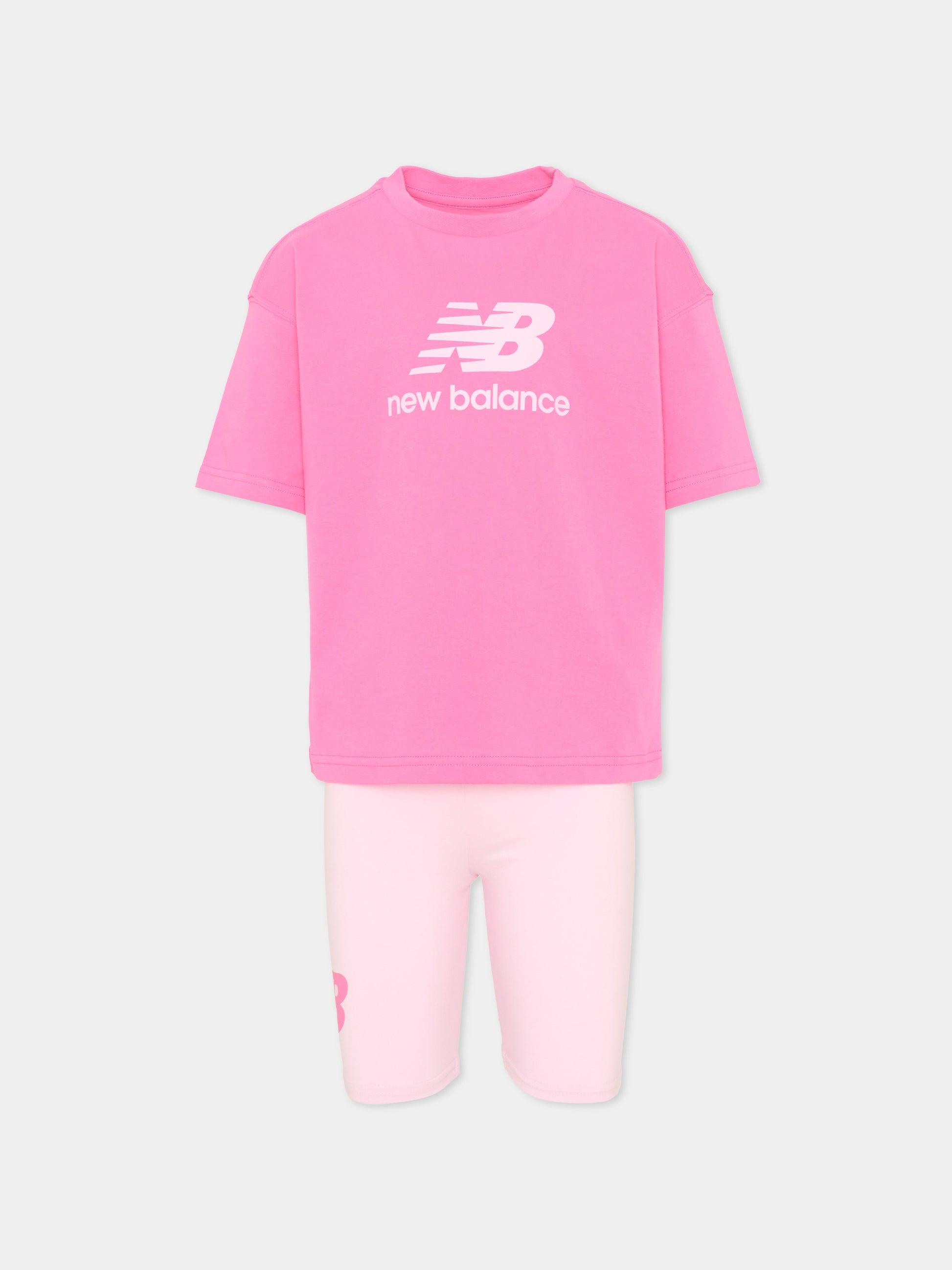 Completo sportivo rosa per bambina con logo,New Balance,LAKG0076 AAC